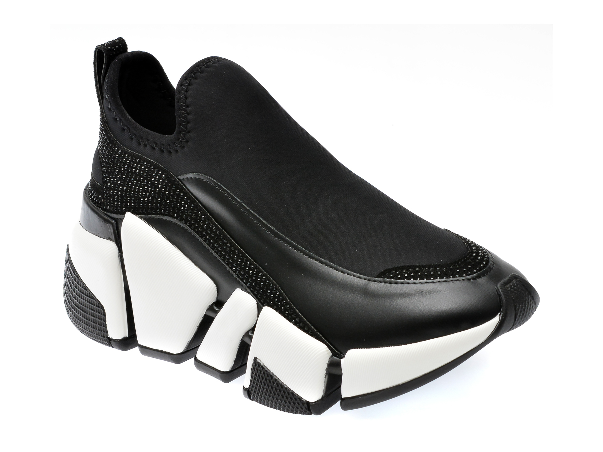Pantofi GRYXX negri, P1452, din piele naturala si material textil /femei/pantofi imagine noua