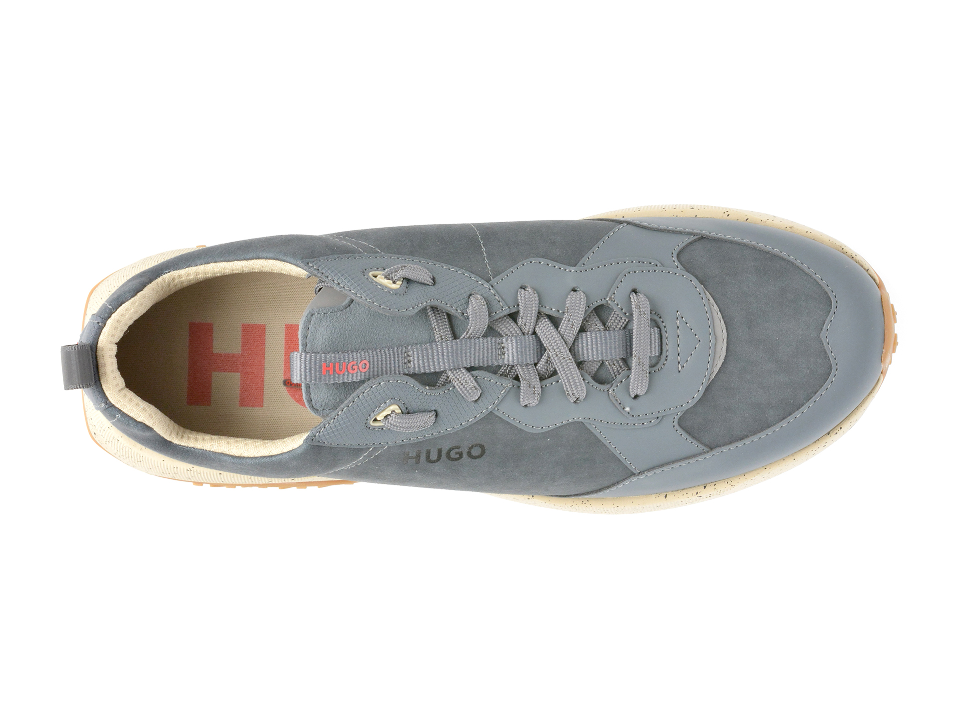 Poze Pantofi HUGO gri, 4340, din piele ecologica
