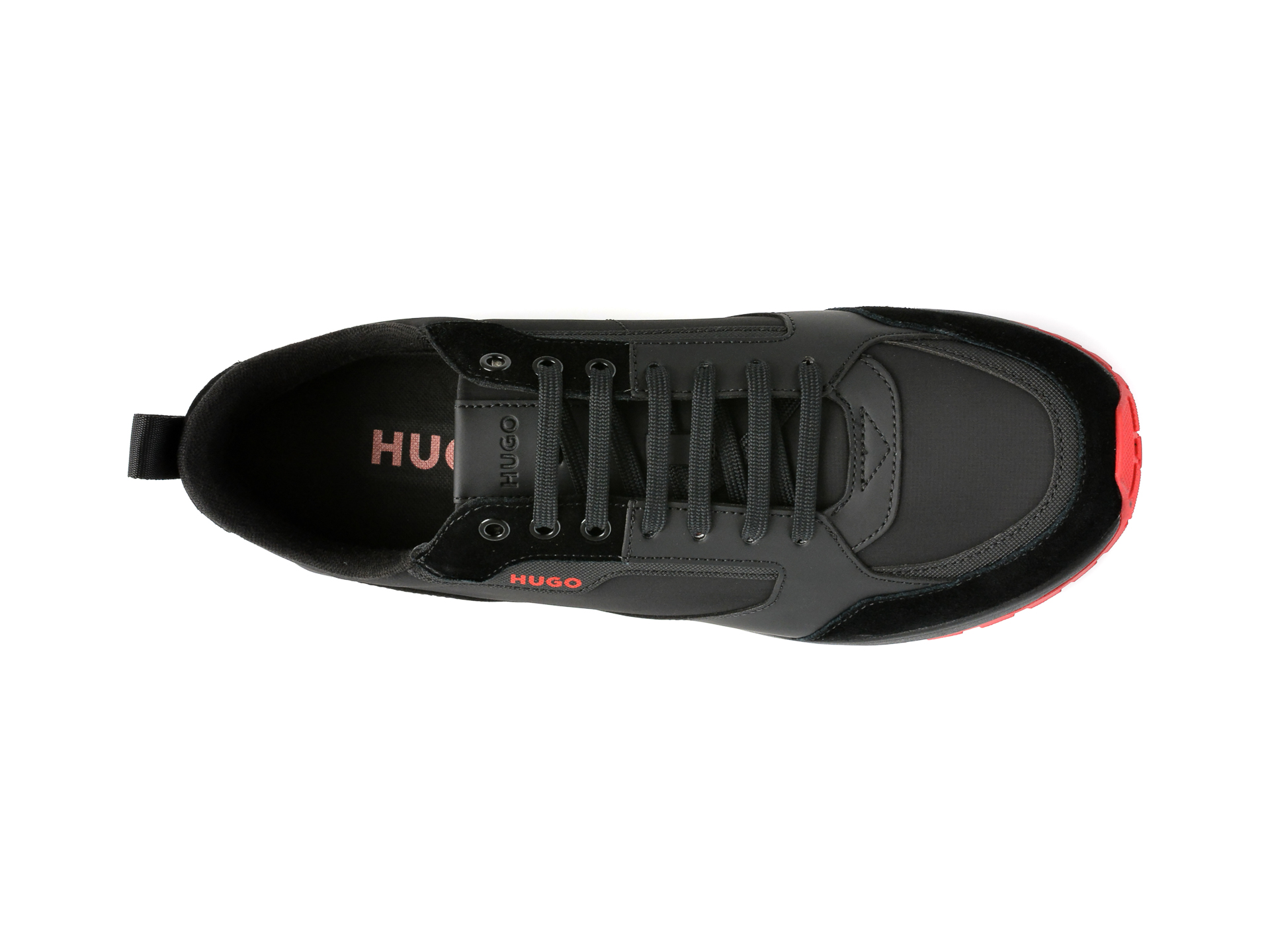 Poze Pantofi HUGO negri, 1304, din material textil si piele ecologica