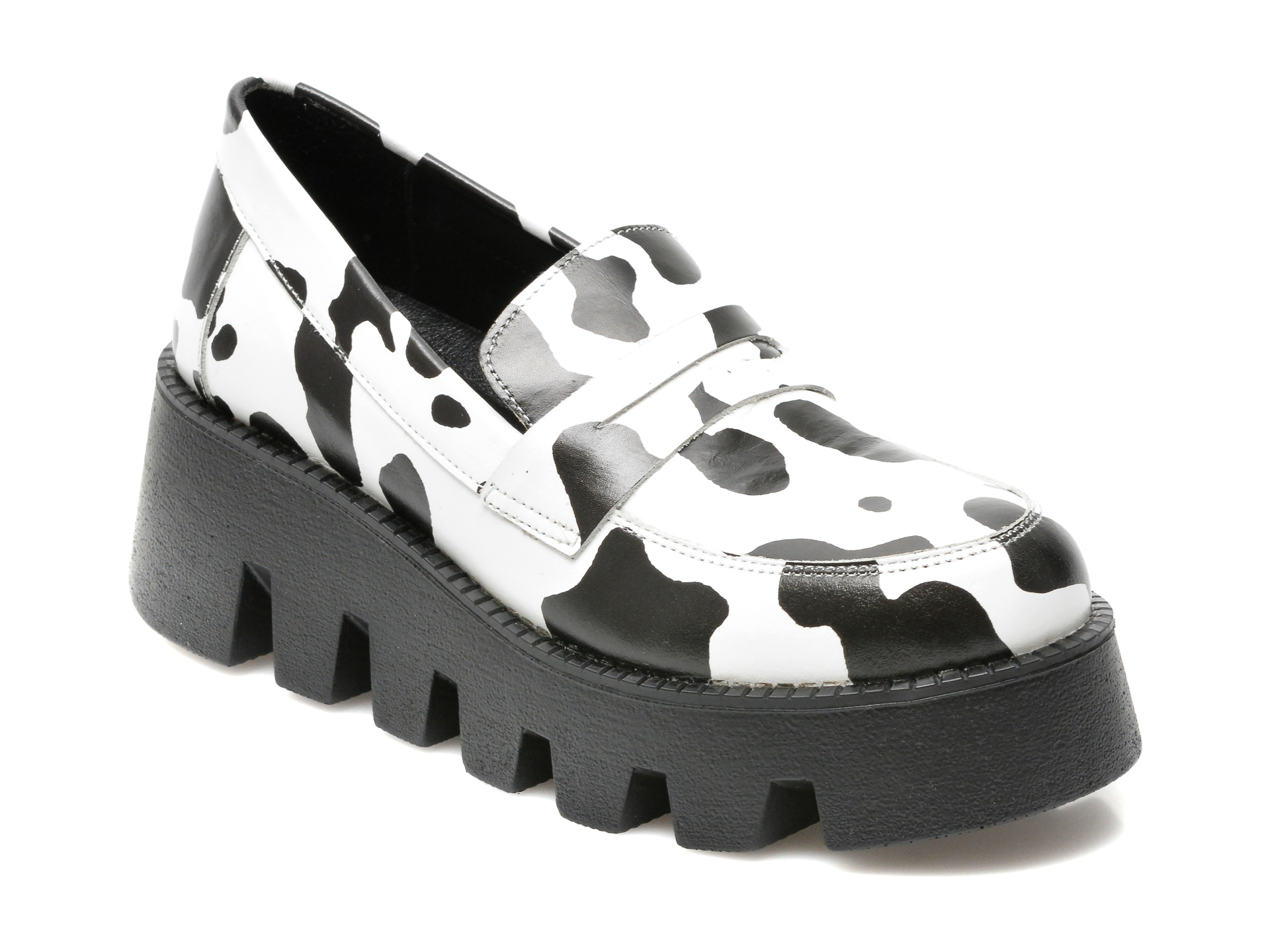 Pantofi IMAGE alb-negru, 882191, din piele naturala Image imagine noua