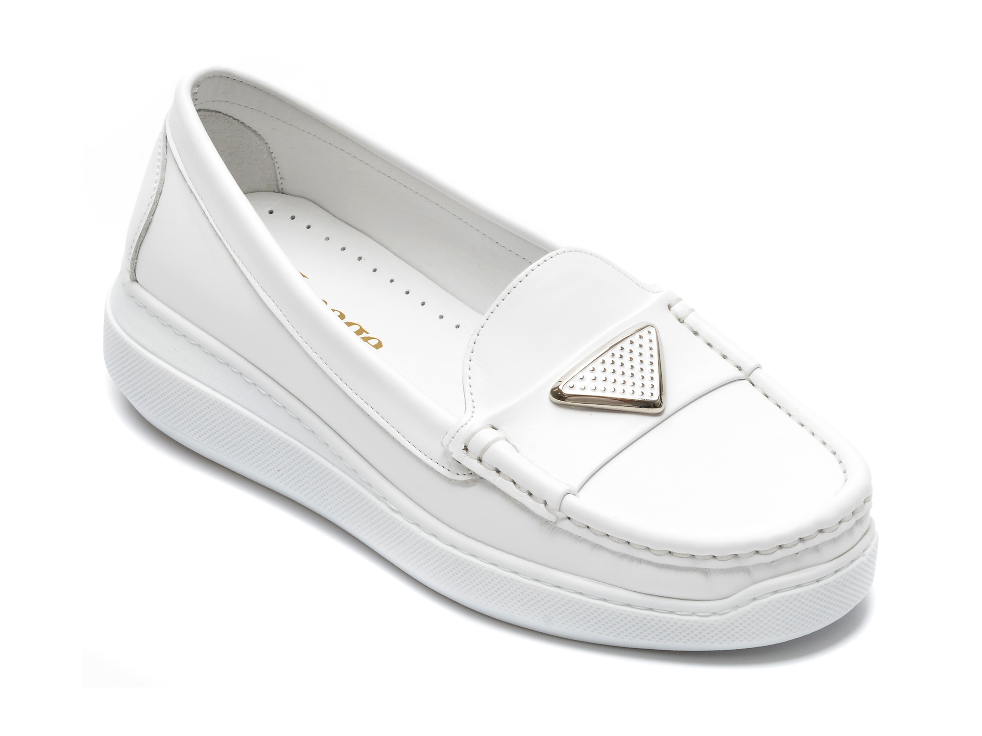Pantofi IMAGE albi, 214055, din piele naturala