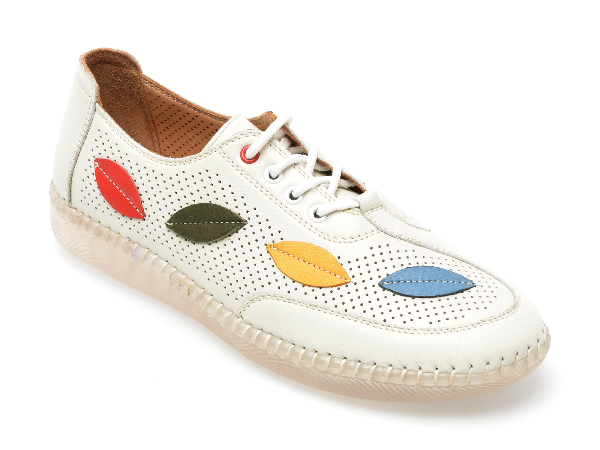 Pantofi IMAGE albi, 22110, din piele naturala