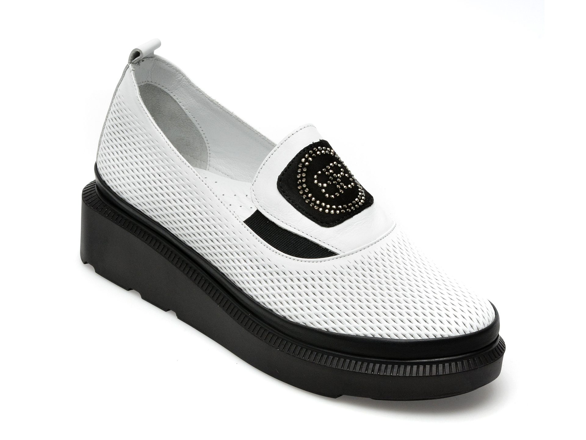 Pantofi IMAGE albi, 319201, din piele naturala