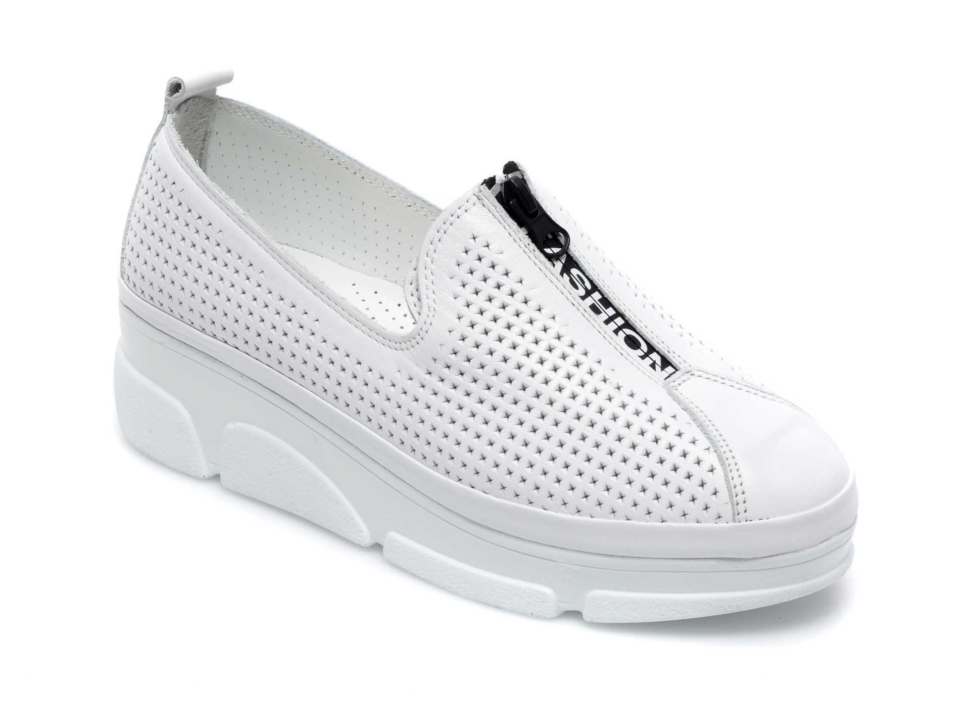 Pantofi IMAGE albi, 44942, din piele naturala imagine Black Friday 2021