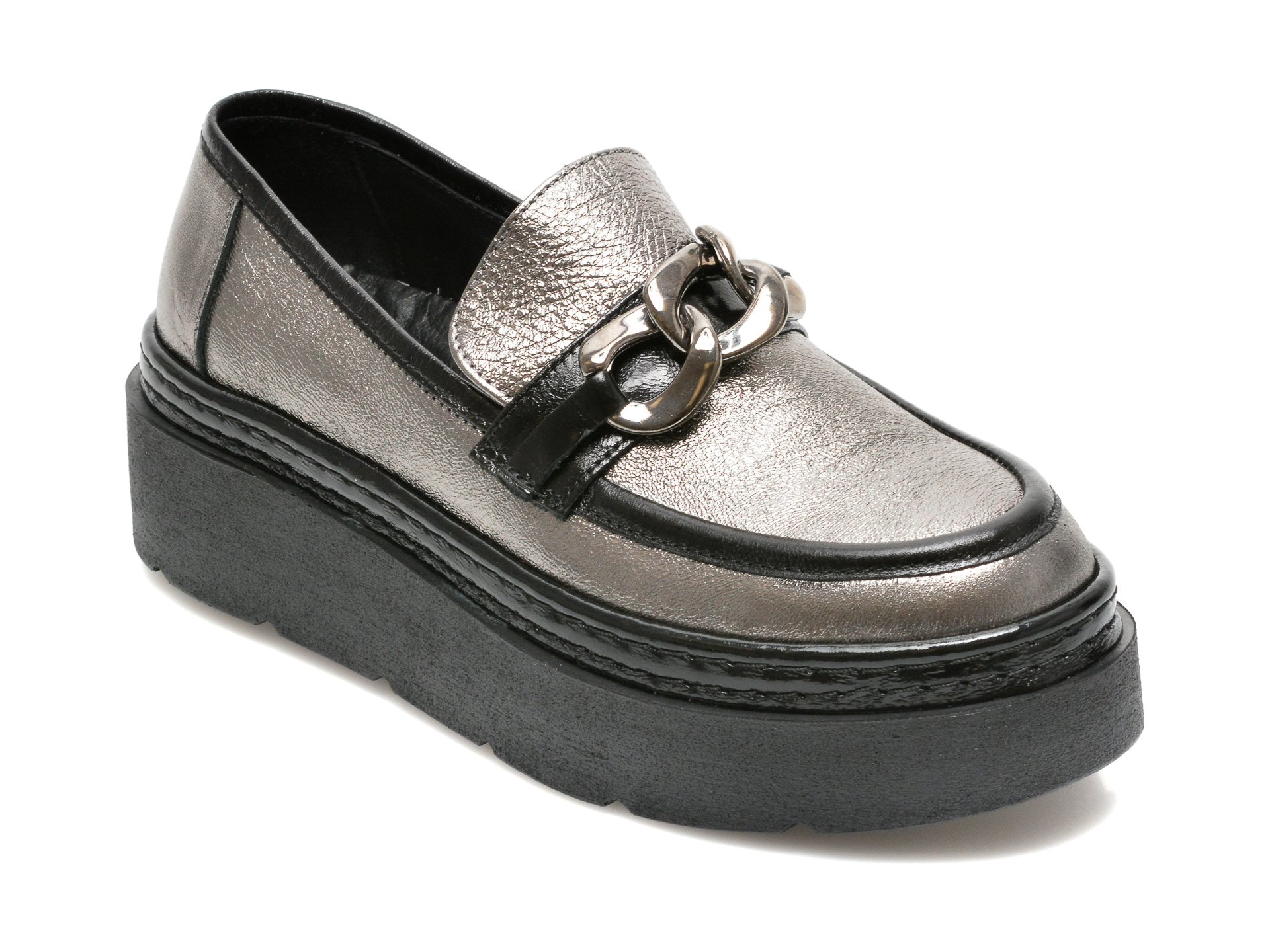 Pantofi IMAGE argintii, 33114, din piele naturala Image imagine noua