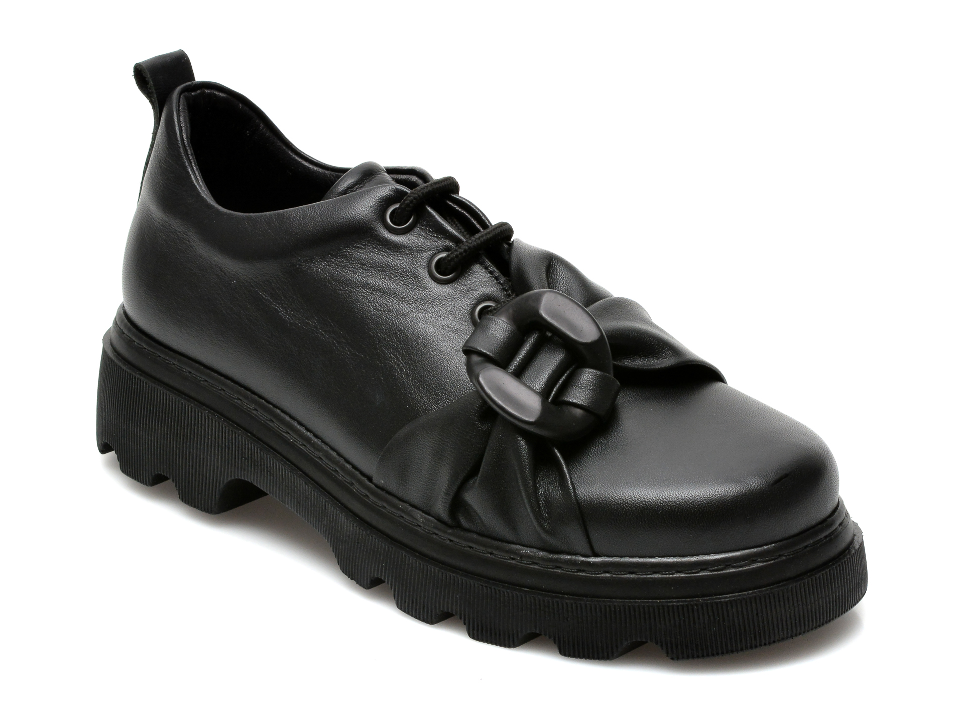 Pantofi IMAGE negri, 130055, din piele naturala Image INCALTAMINTE