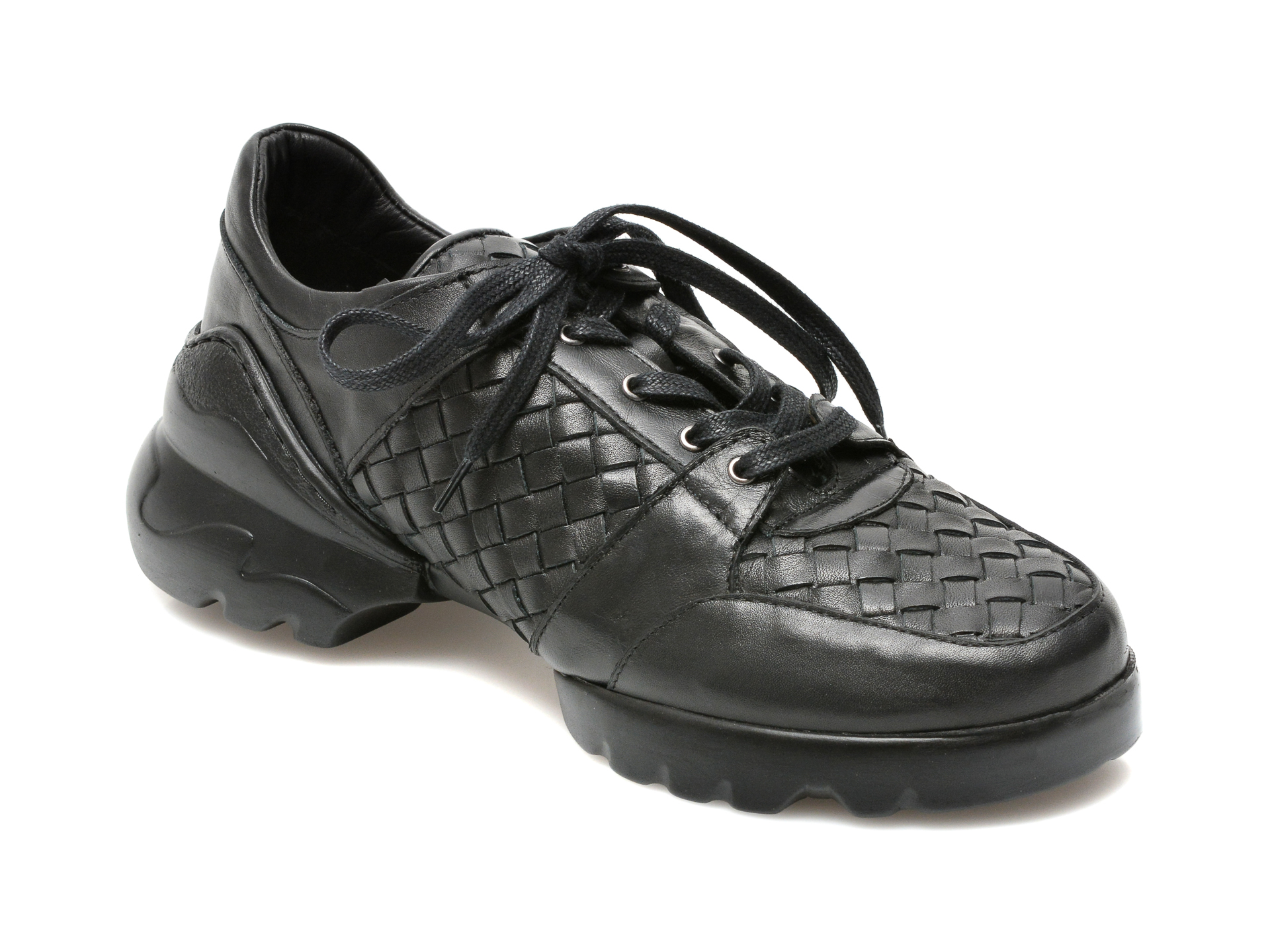 Pantofi IMAGE negri, 44421K5, din piele naturala Image imagine noua