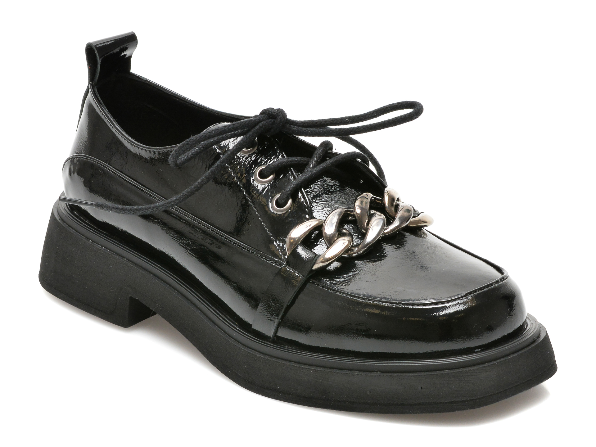 Pantofi IMAGE negri, 6292742, din piele naturala lacuita Image imagine noua