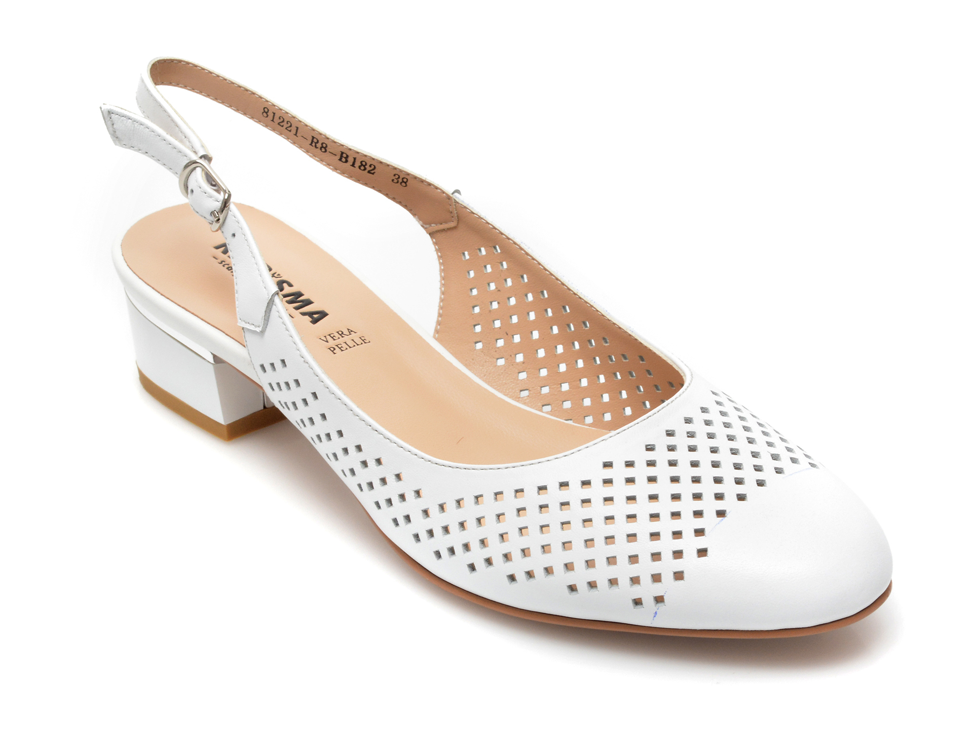 Pantofi KARISMA albi, 81221, din piele naturala Karisma