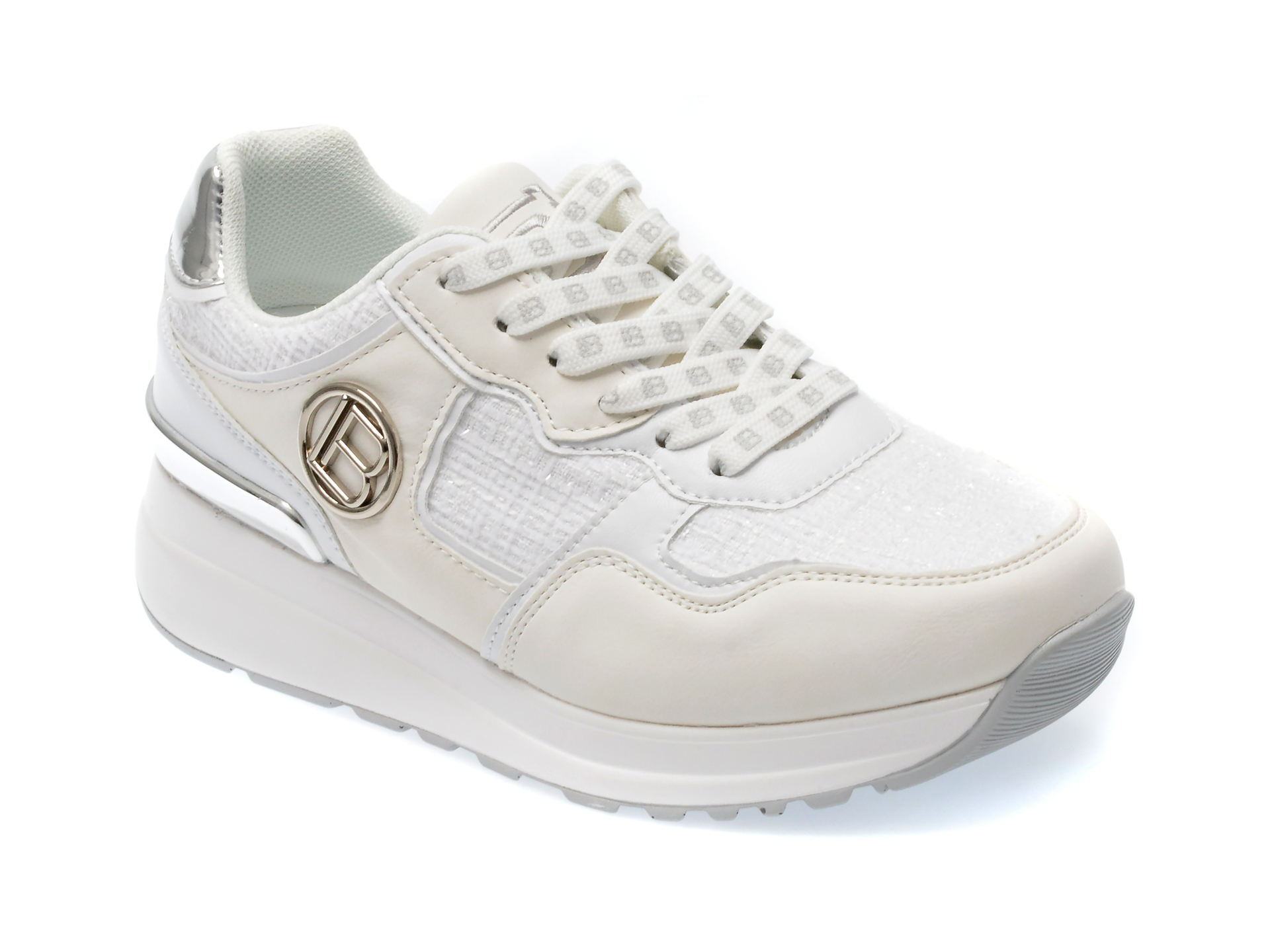 Pantofi LAURA BIAGIOTTI albi, 8010, din piele ecologica