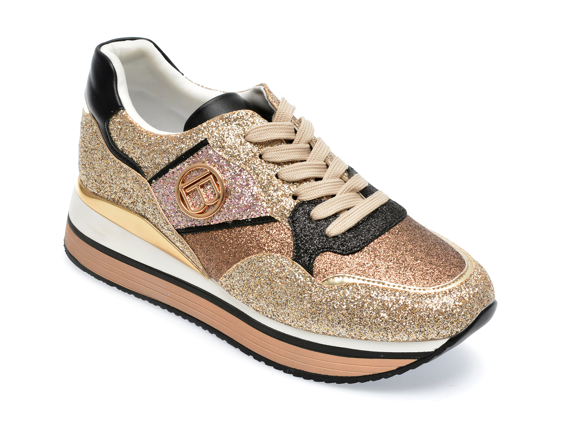 Pantofi LAURA BIAGIOTTI aurii, 8016, din piele ecologica /femei/pantofi imagine super redus 2022