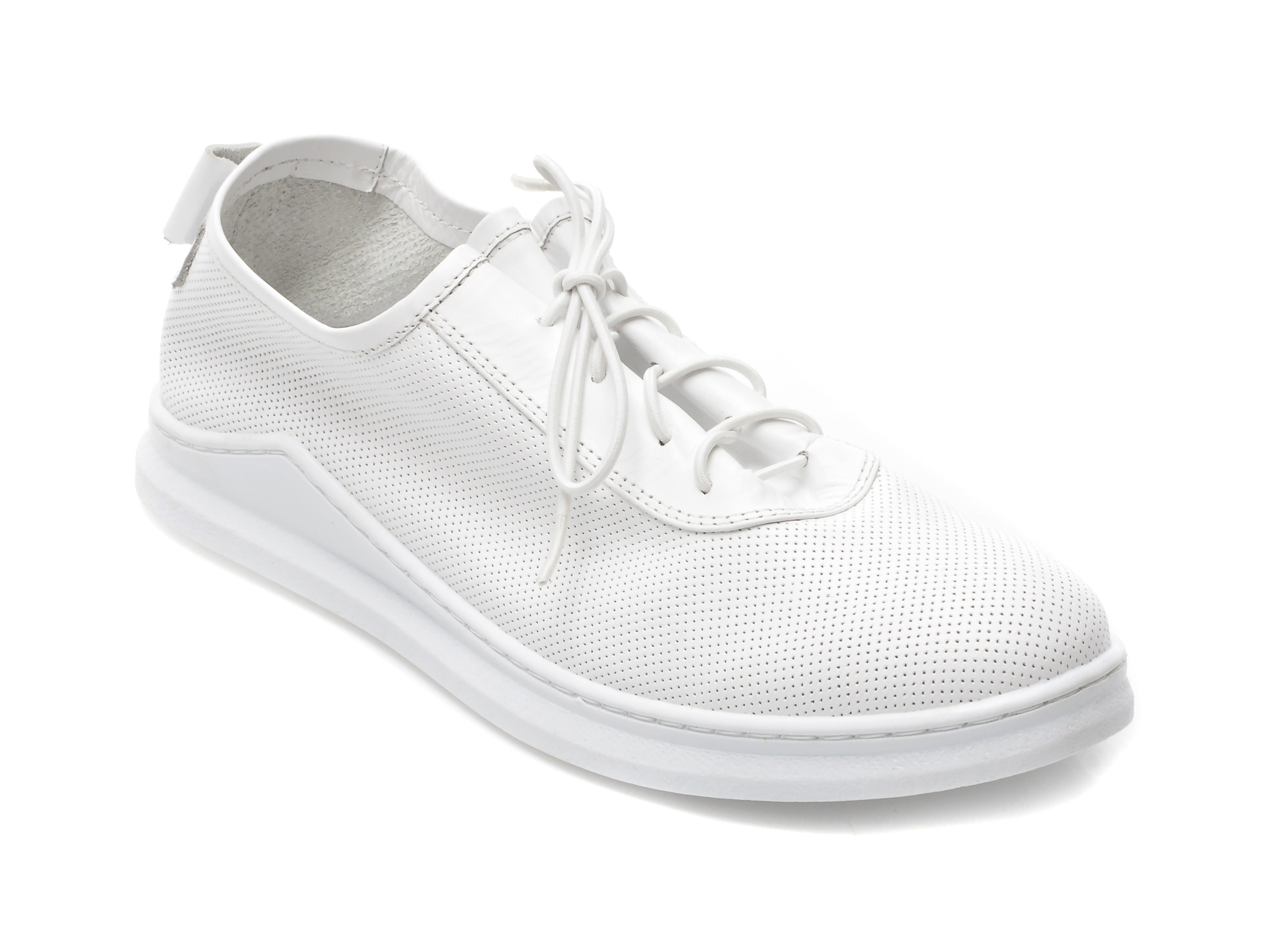 Pantofi LE BERDE albi, 3027, din piele naturala