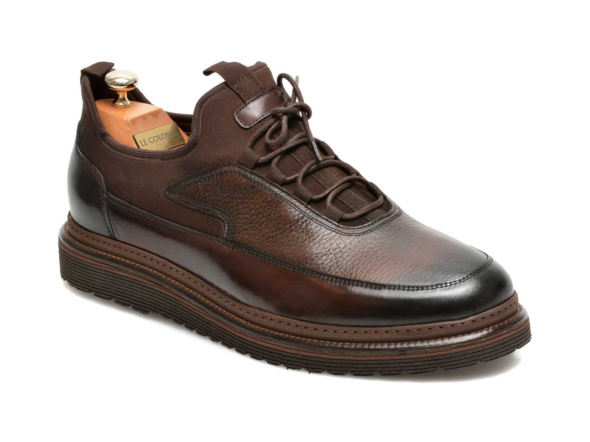 Pantofi LE COLONEL maro, 64816, din material textil si piele naturala Le Colonel imagine noua