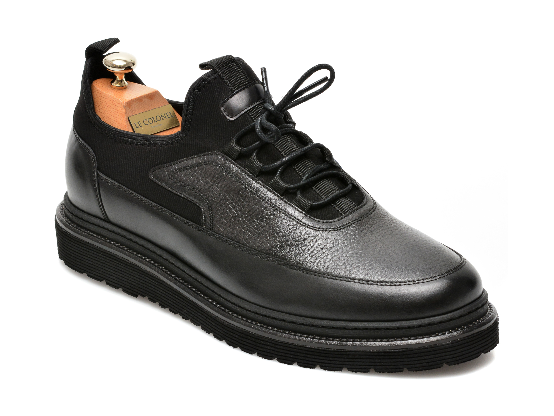 Pantofi LE COLONEL negri, 64816, din material textil si piele naturala Le Colonel imagine 2022 reducere