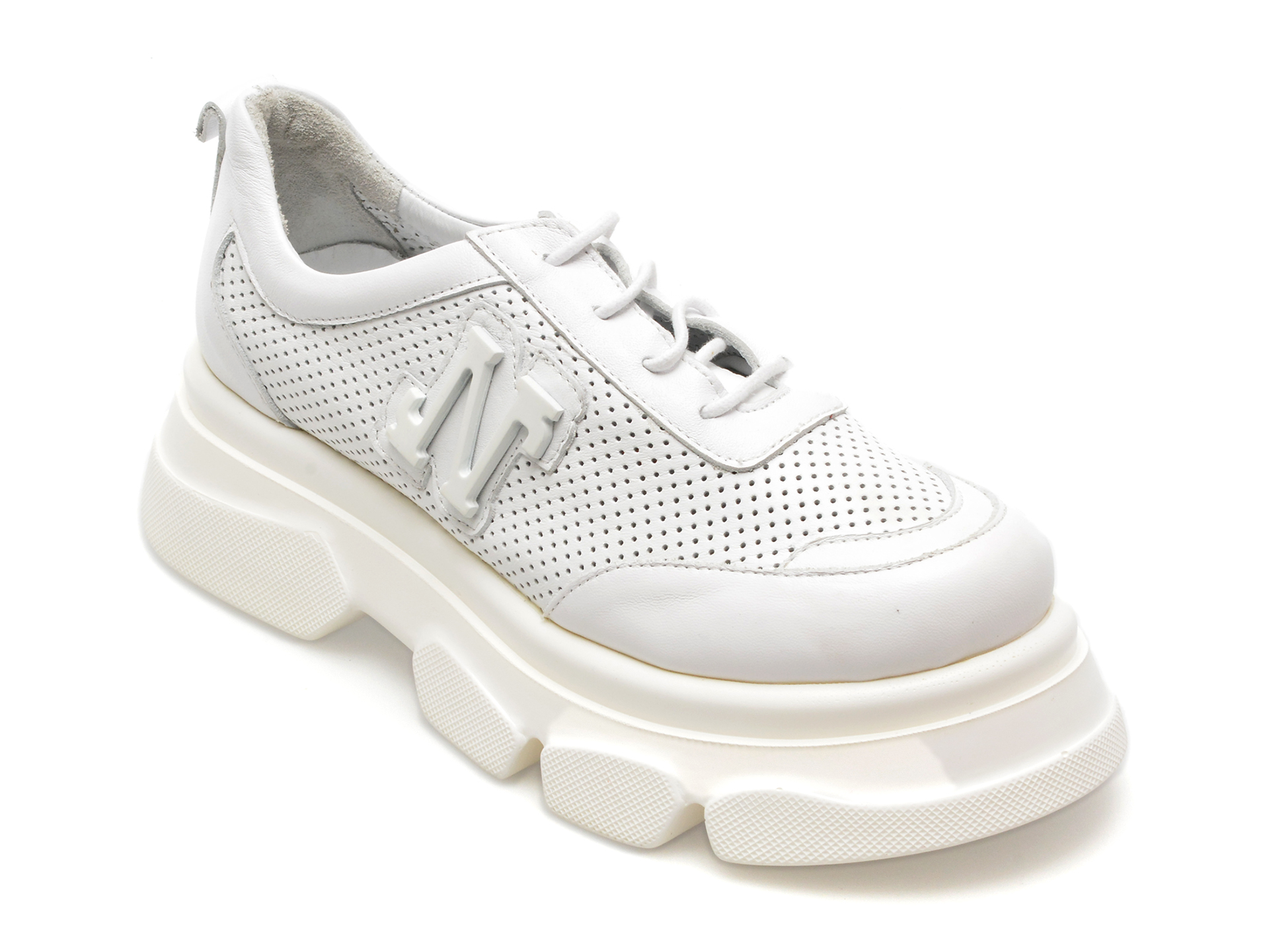 Pantofi LIZZARO albi, 2805, din piele naturala