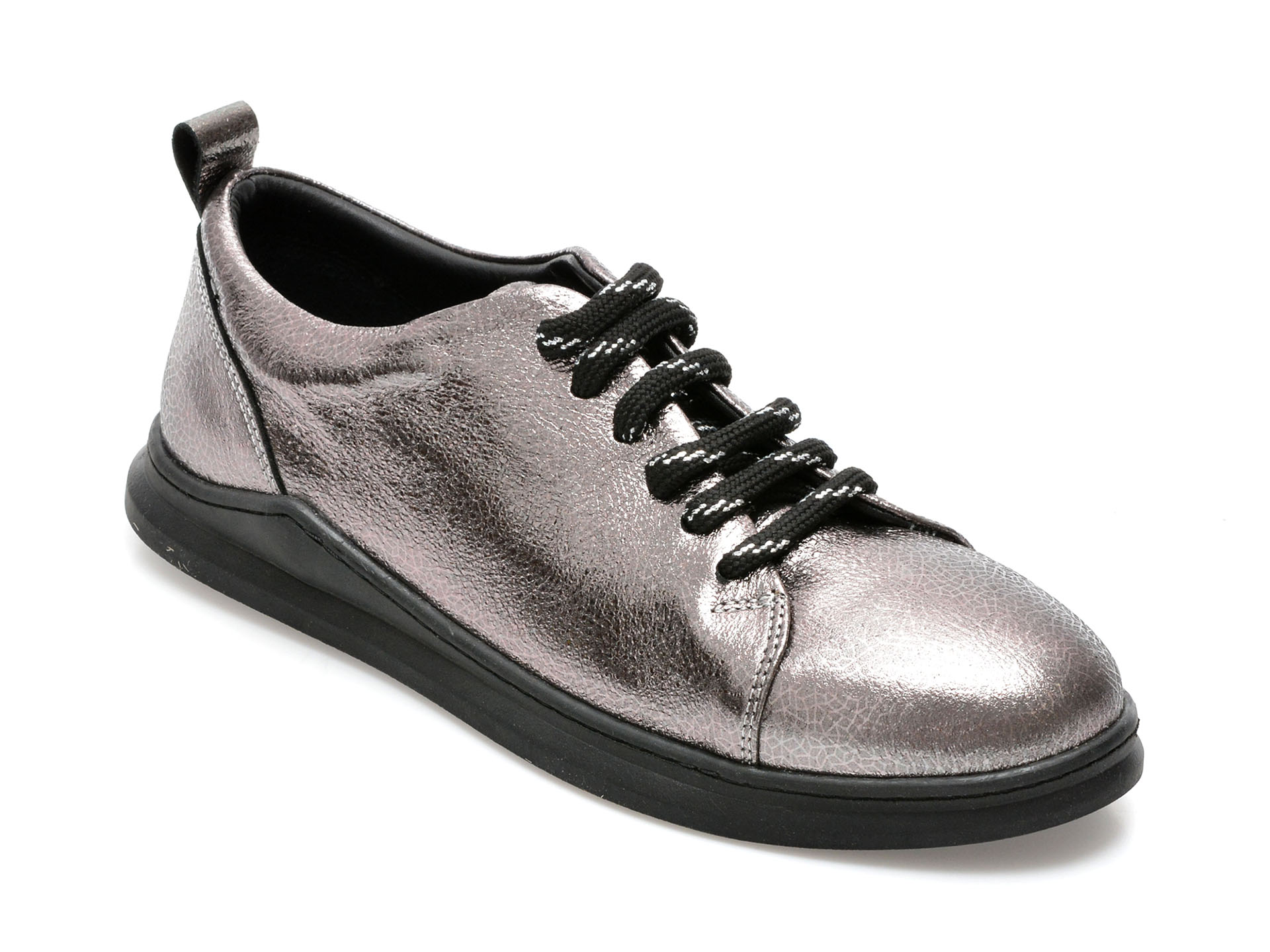 Pantofi Magrit Argintii, 30, Din Piele Naturala