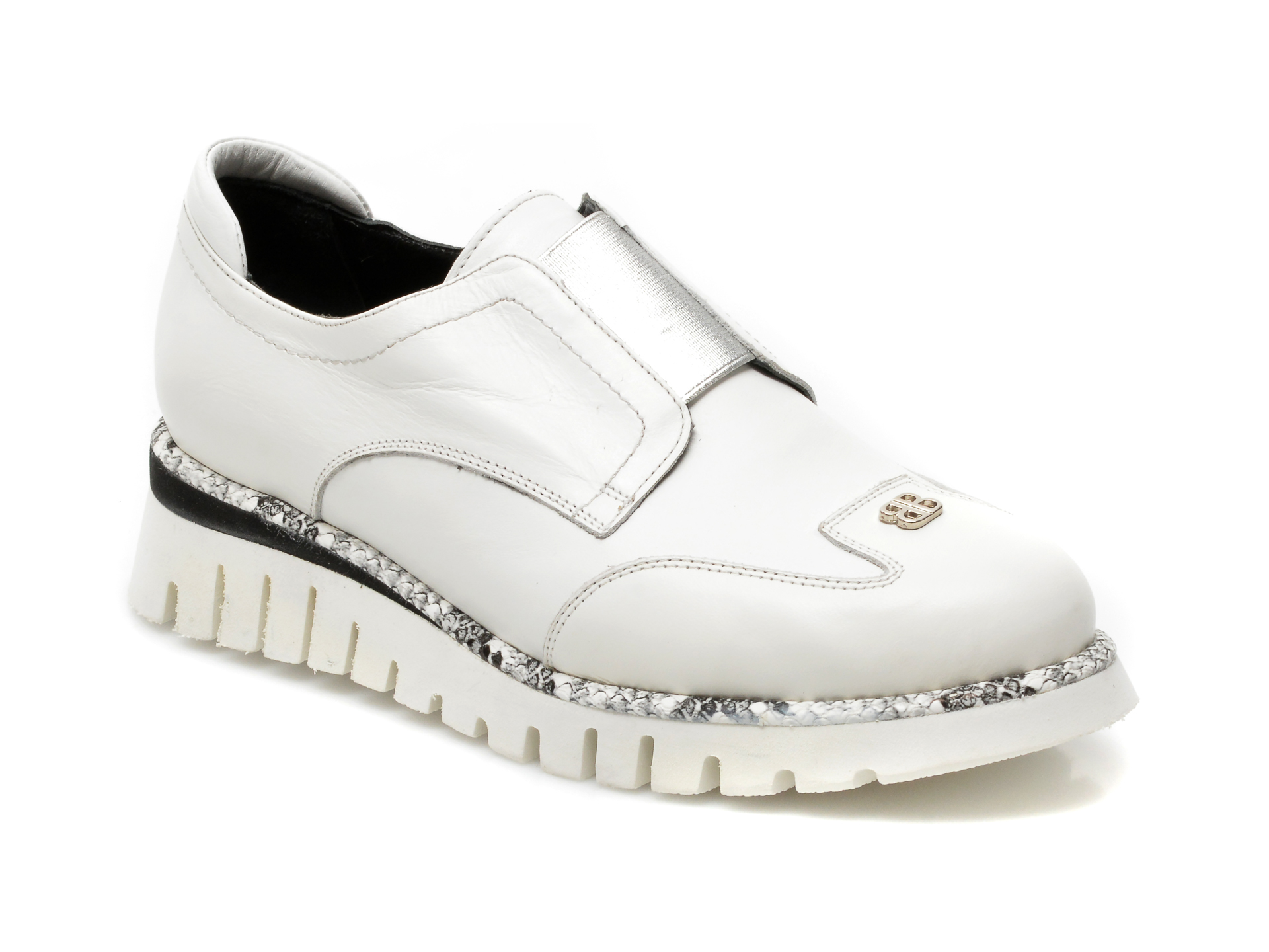 Pantofi MODNIZZA albi, H129, din piele naturala MODNIZZA imagine noua