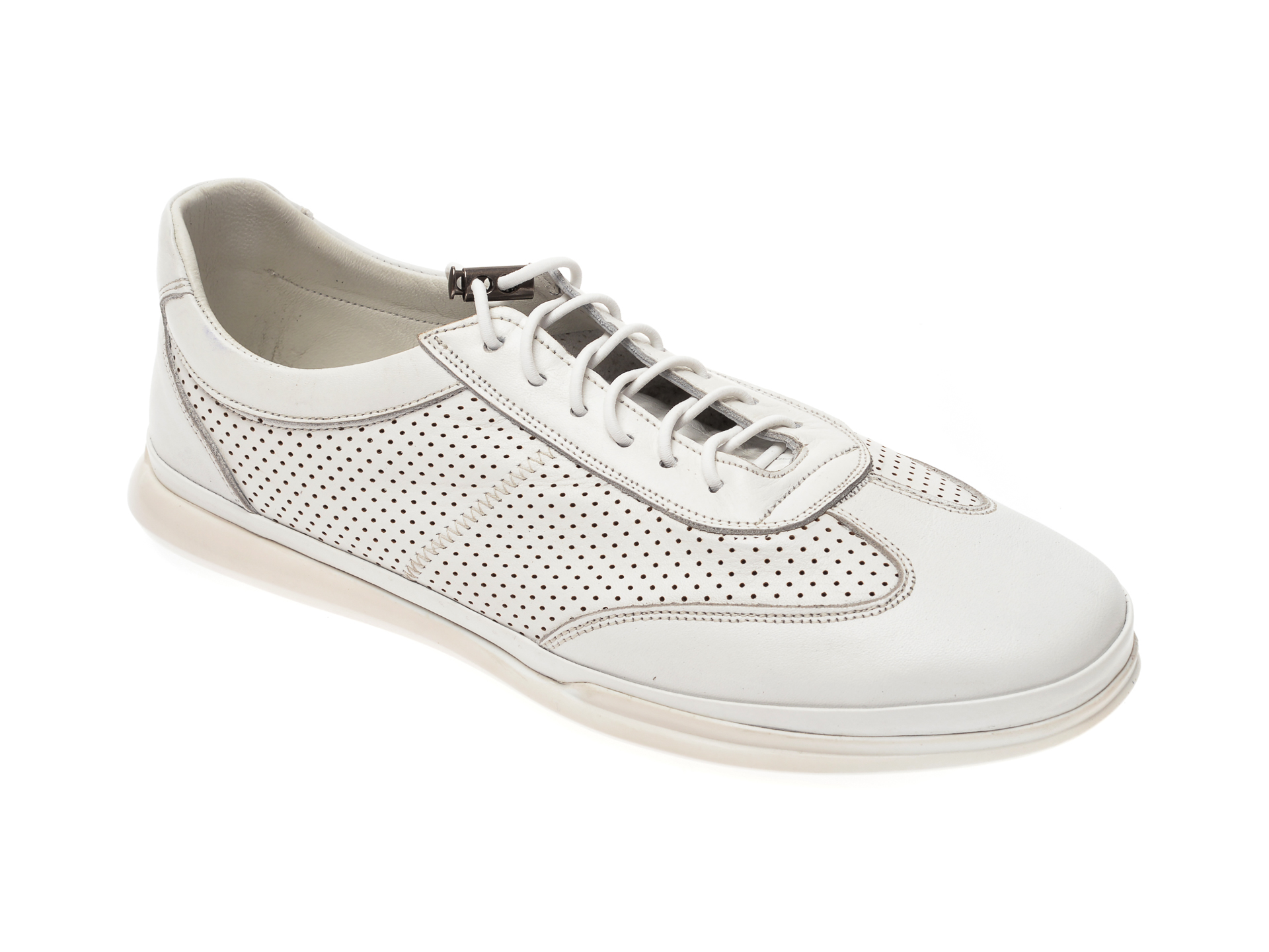 Pantofi OTTER albi, M5619, din piele naturala