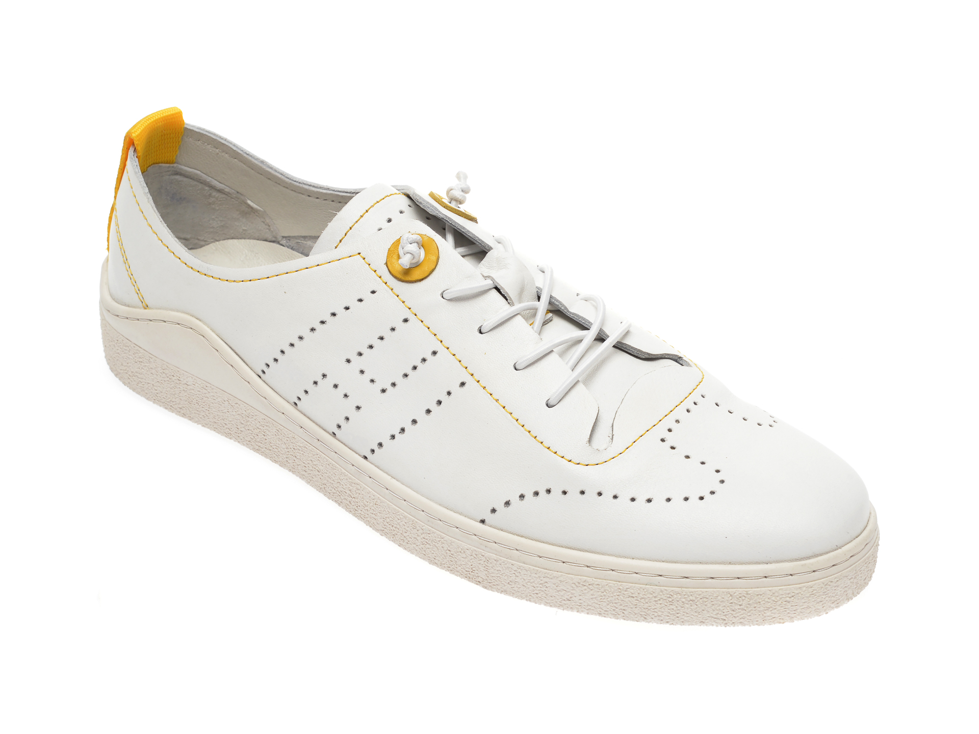 Pantofi OTTER albi, M6000, din piele naturala