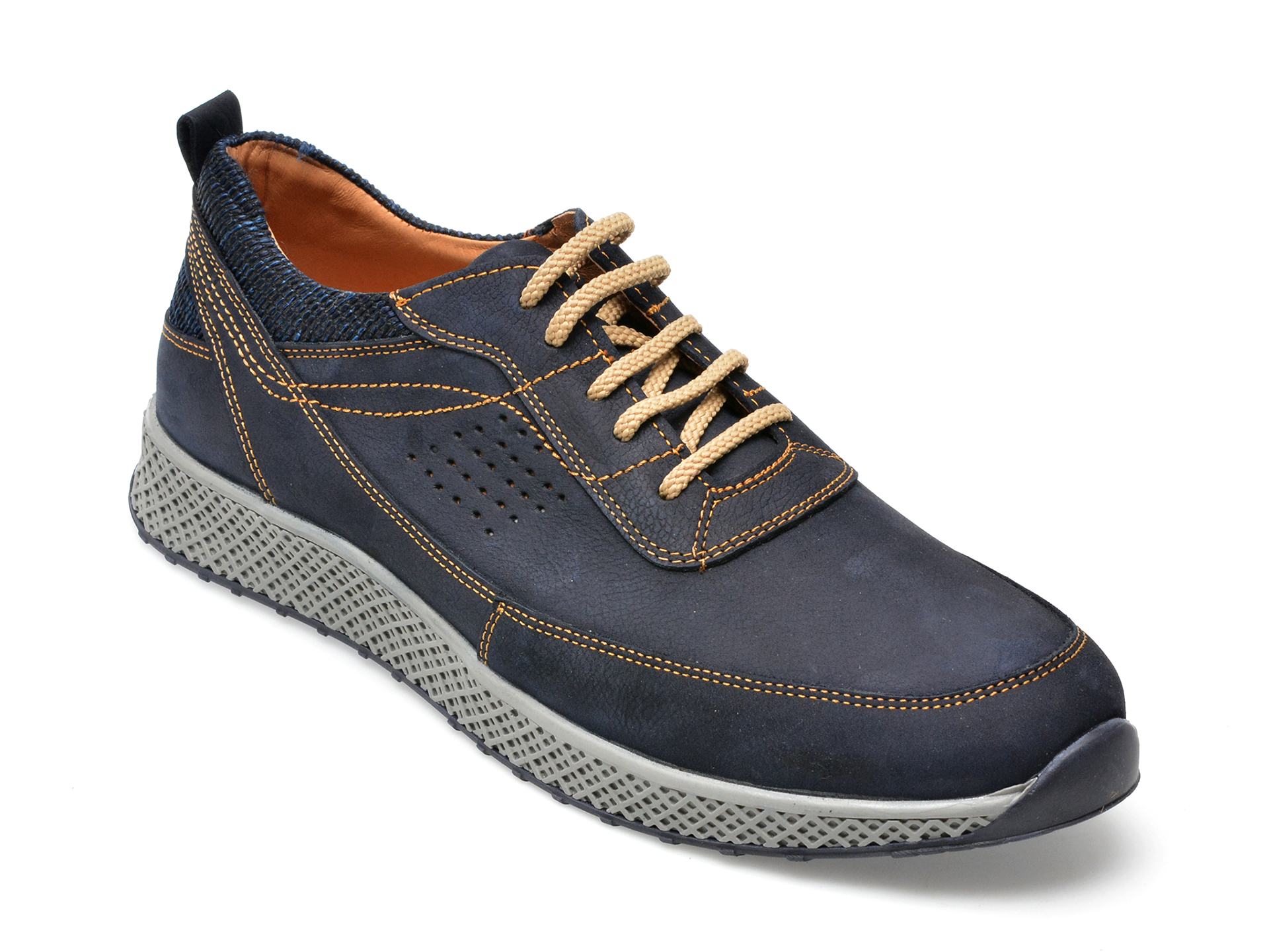 Pantofi OTTER bleumarin, 911321, din nabuc barbati 2023-03-19