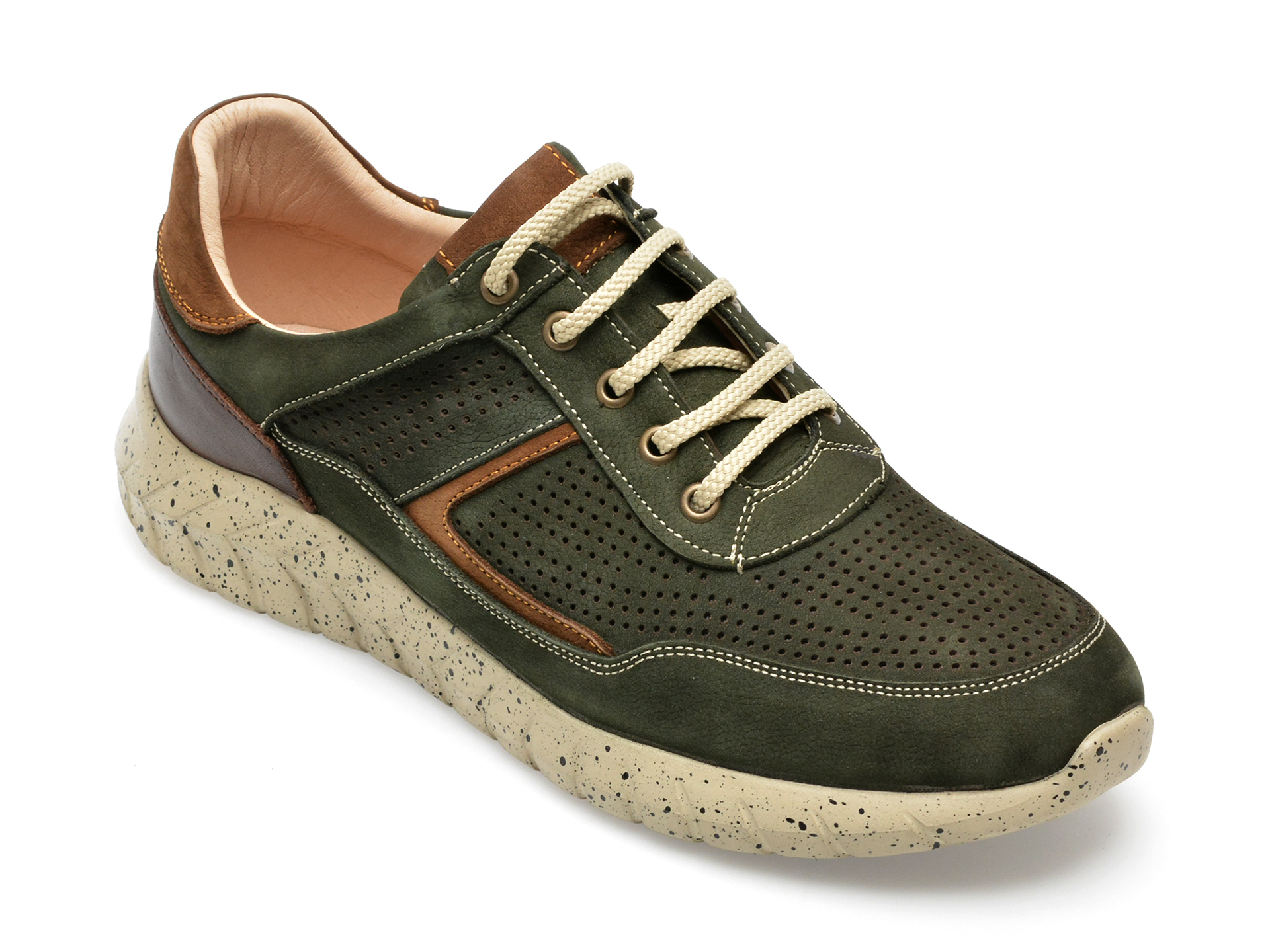 Pantofi OTTER kaki, EF412, din nabuc /barbati/pantofi imagine super redus 2022