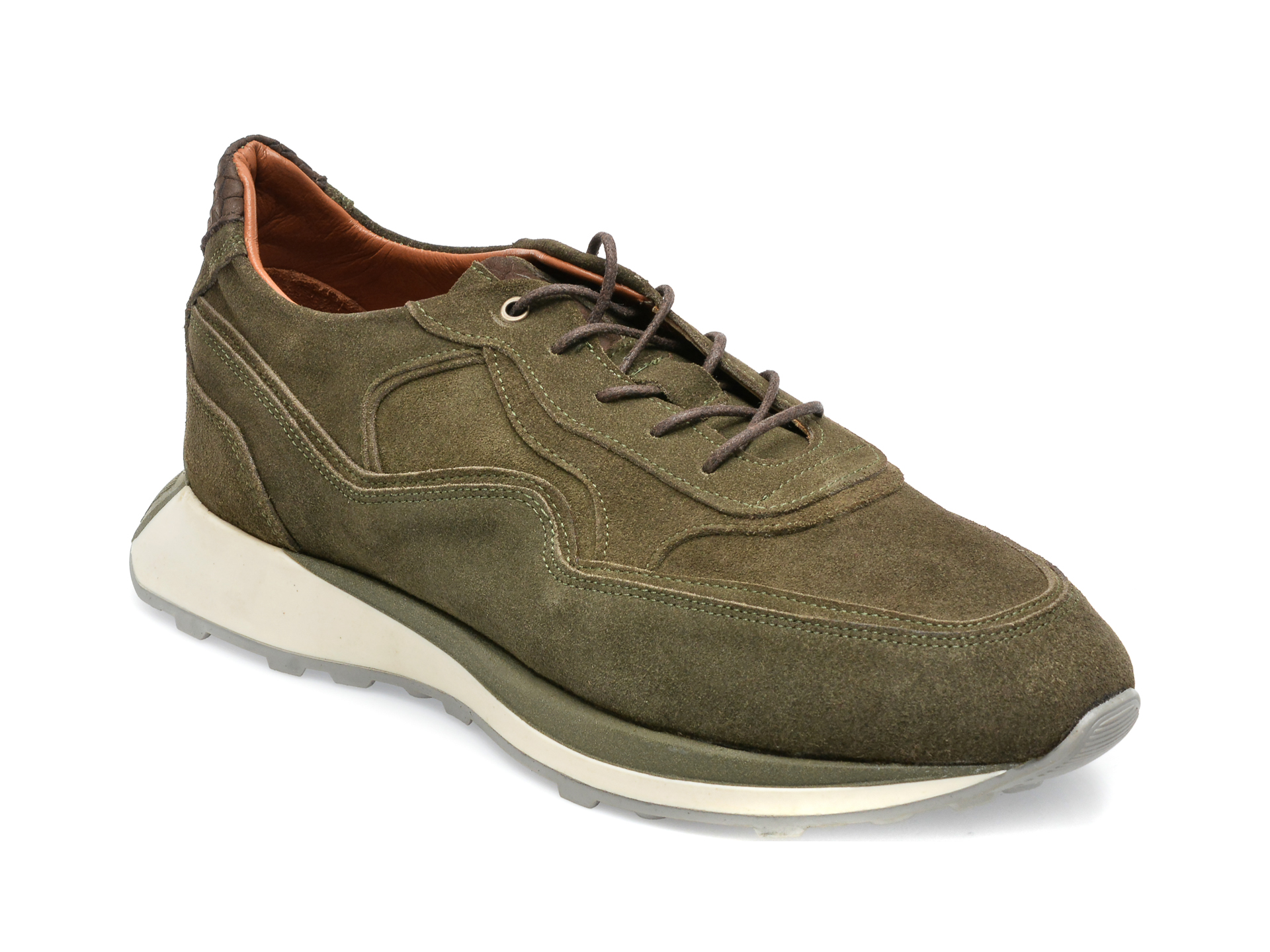 Pantofi OTTER kaki, M6616, din piele intoarsa /barbati/pantofi imagine noua