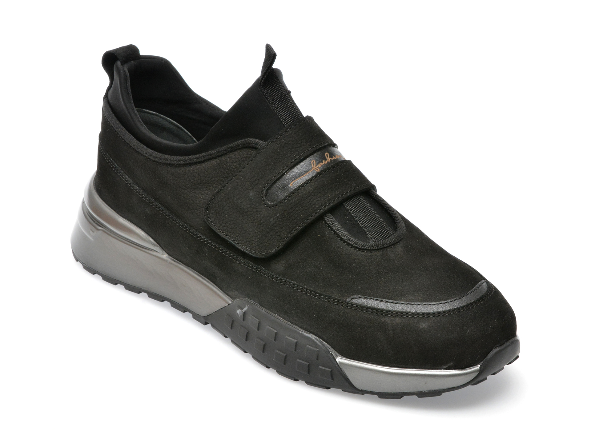 Pantofi OTTER negri, 13904, din nabuc /barbati/pantofi imagine noua