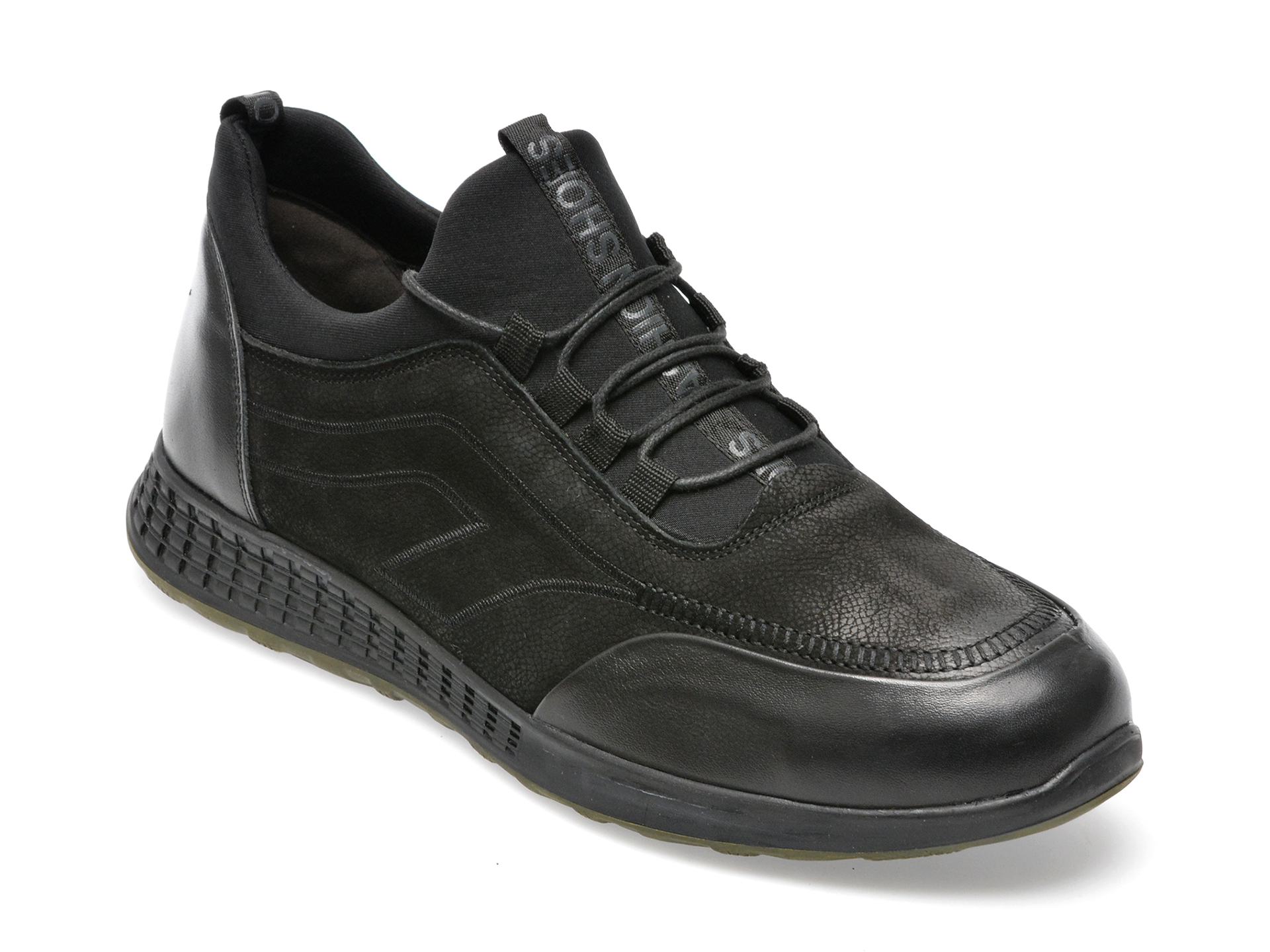 Pantofi OTTER negri, 21RS1129, din nabuc /barbati/pantofi imagine super redus 2022