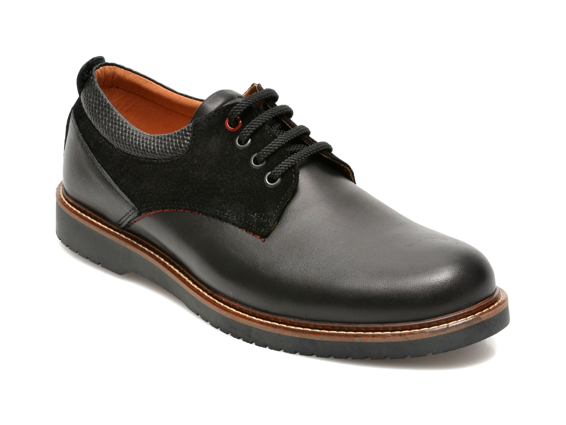 Pantofi OTTER negri, 25091, din piele naturala otter imagine noua