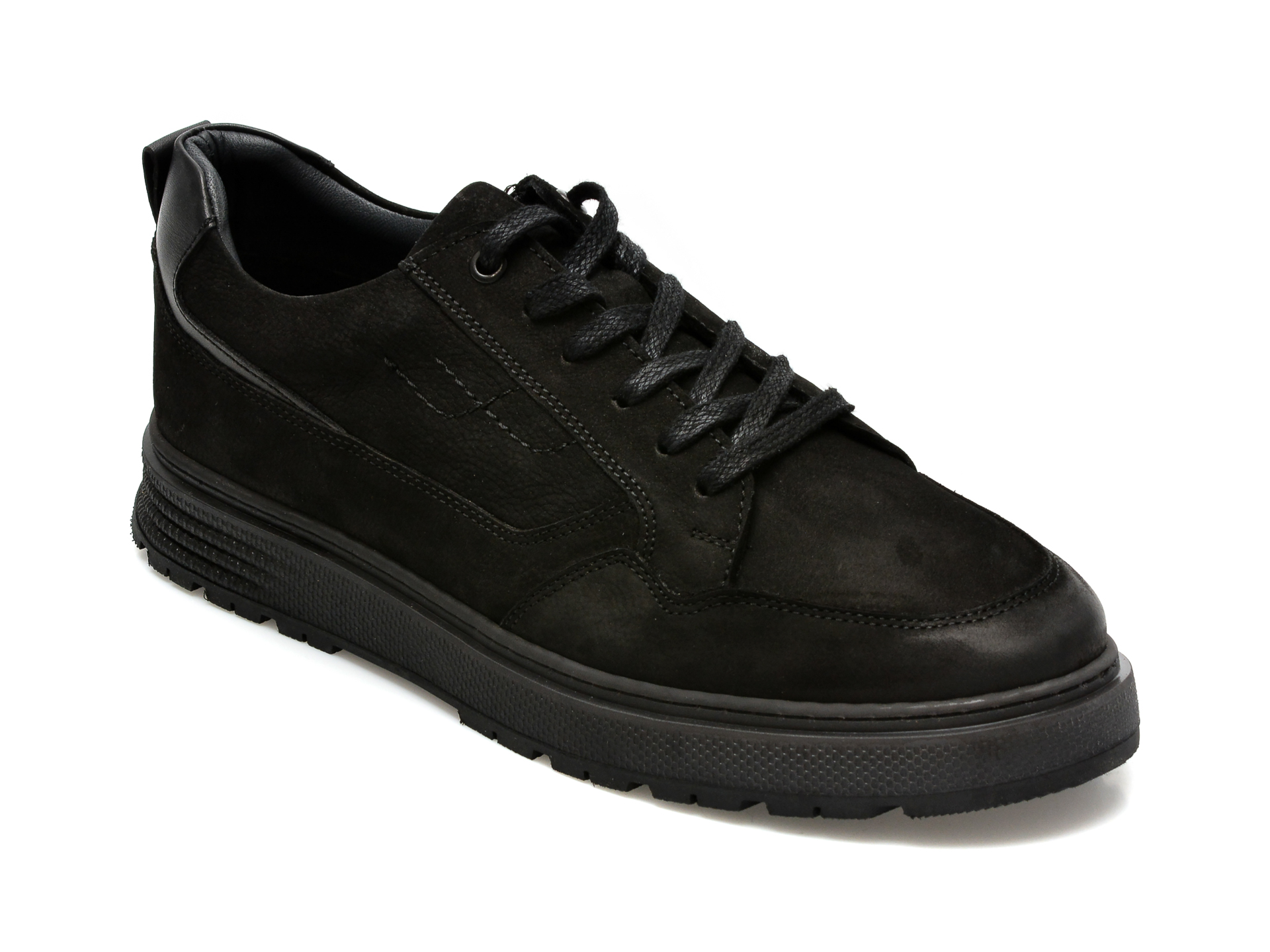 Pantofi OTTER negri, 441019, din nabuc /barbati/pantofi