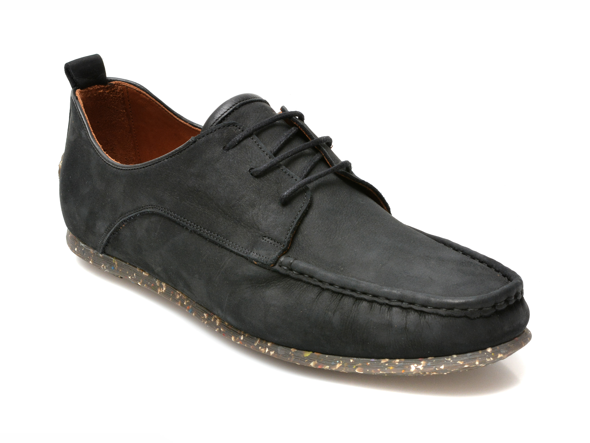 Pantofi OTTER negri, 6740, din nabuc /barbati/pantofi
