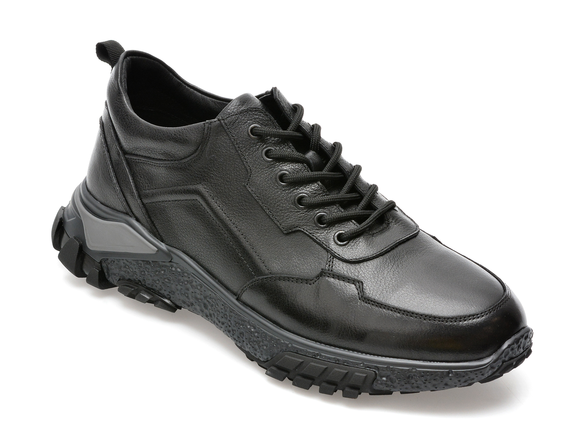 Pantofi OTTER negri, 70902, din piele naturala /barbati/pantofi imagine noua