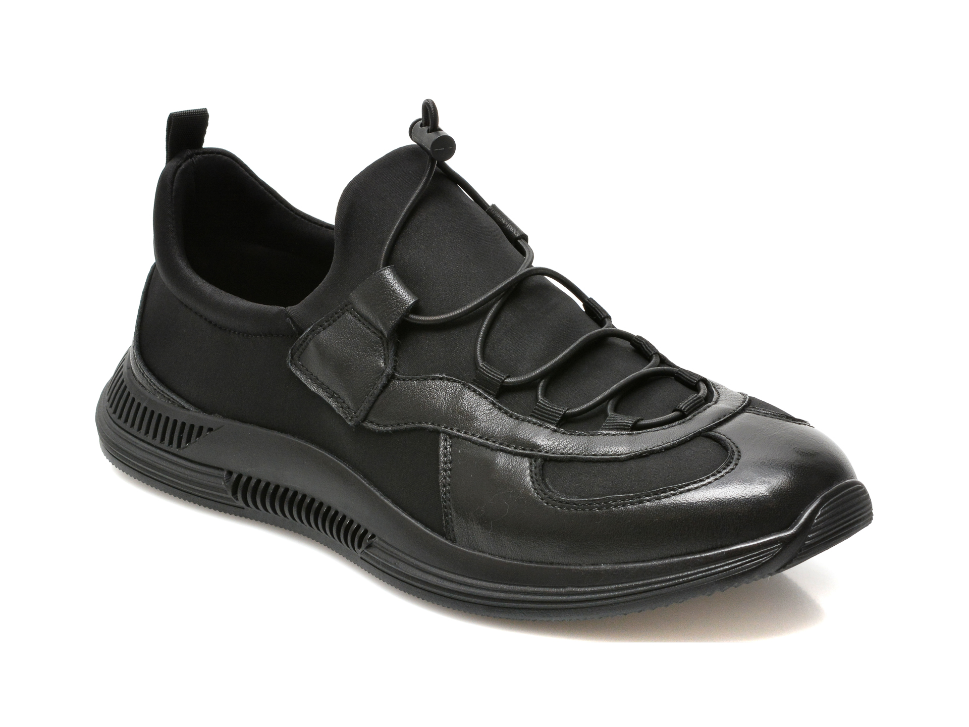 Pantofi OTTER negri, 7D90259, din material textil si piele naturala Otter imagine 2022 reducere