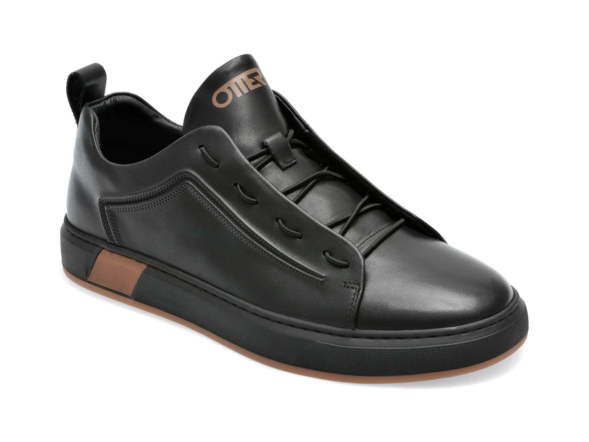 Pantofi OTTER negri, F033, din piele naturala /barbati/pantofi imagine super redus 2022
