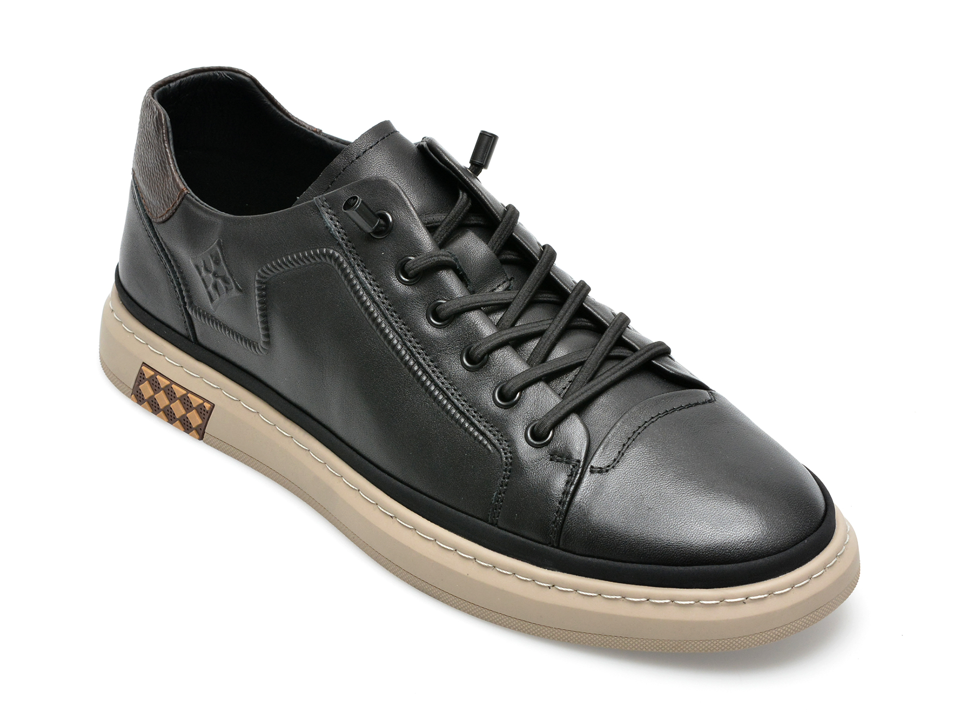 Pantofi OTTER negri, F2729, din piele naturala /barbati/pantofi imagine super redus 2022