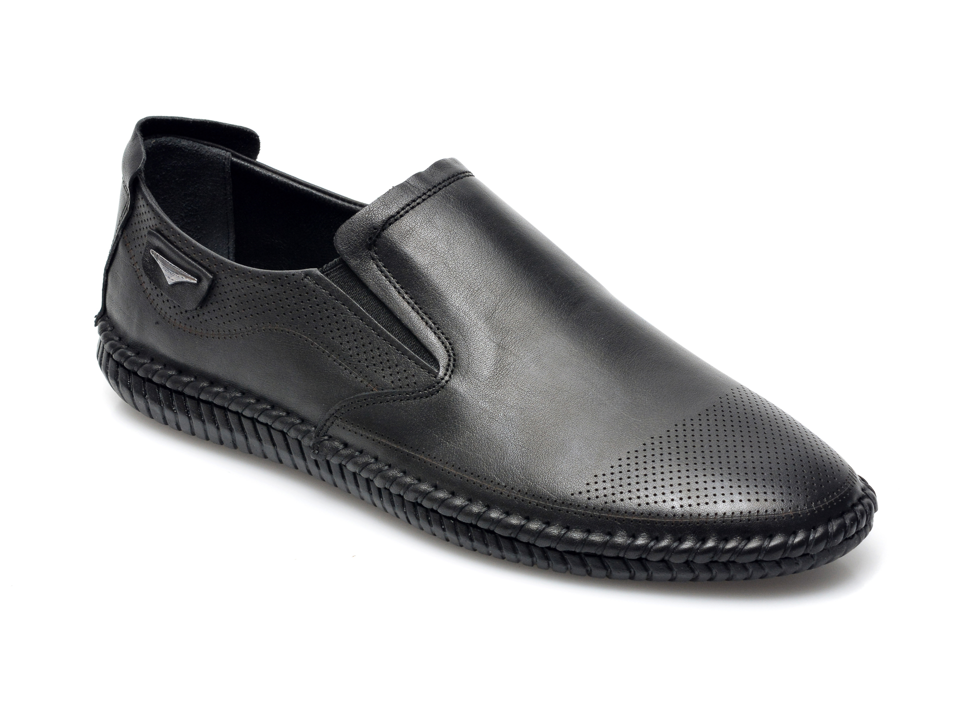 Pantofi OTTER negri, M5676, din piele naturala imagine Black Friday 2021