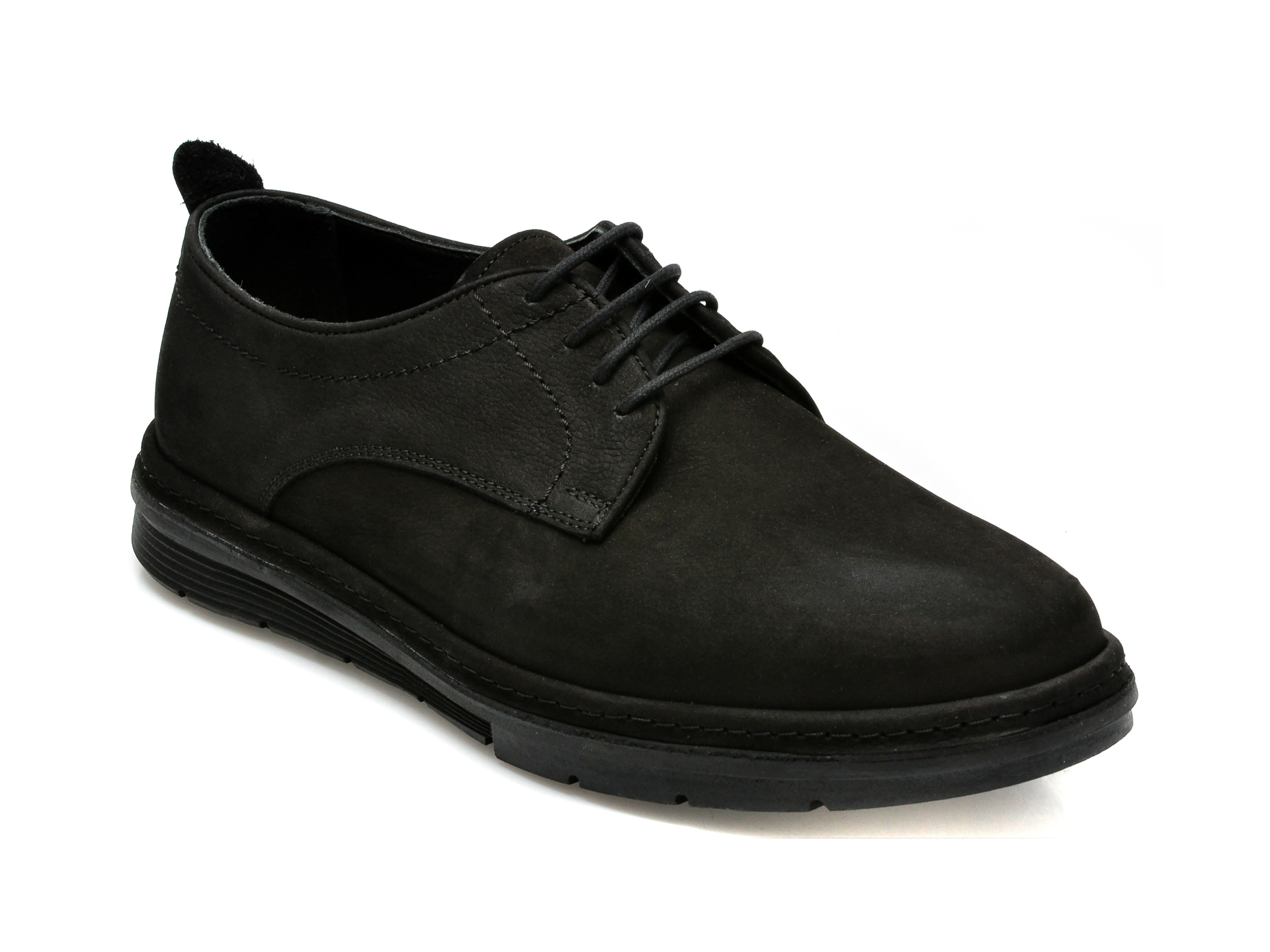 Pantofi OTTER negri, M61009, din nabuc /barbati/pantofi