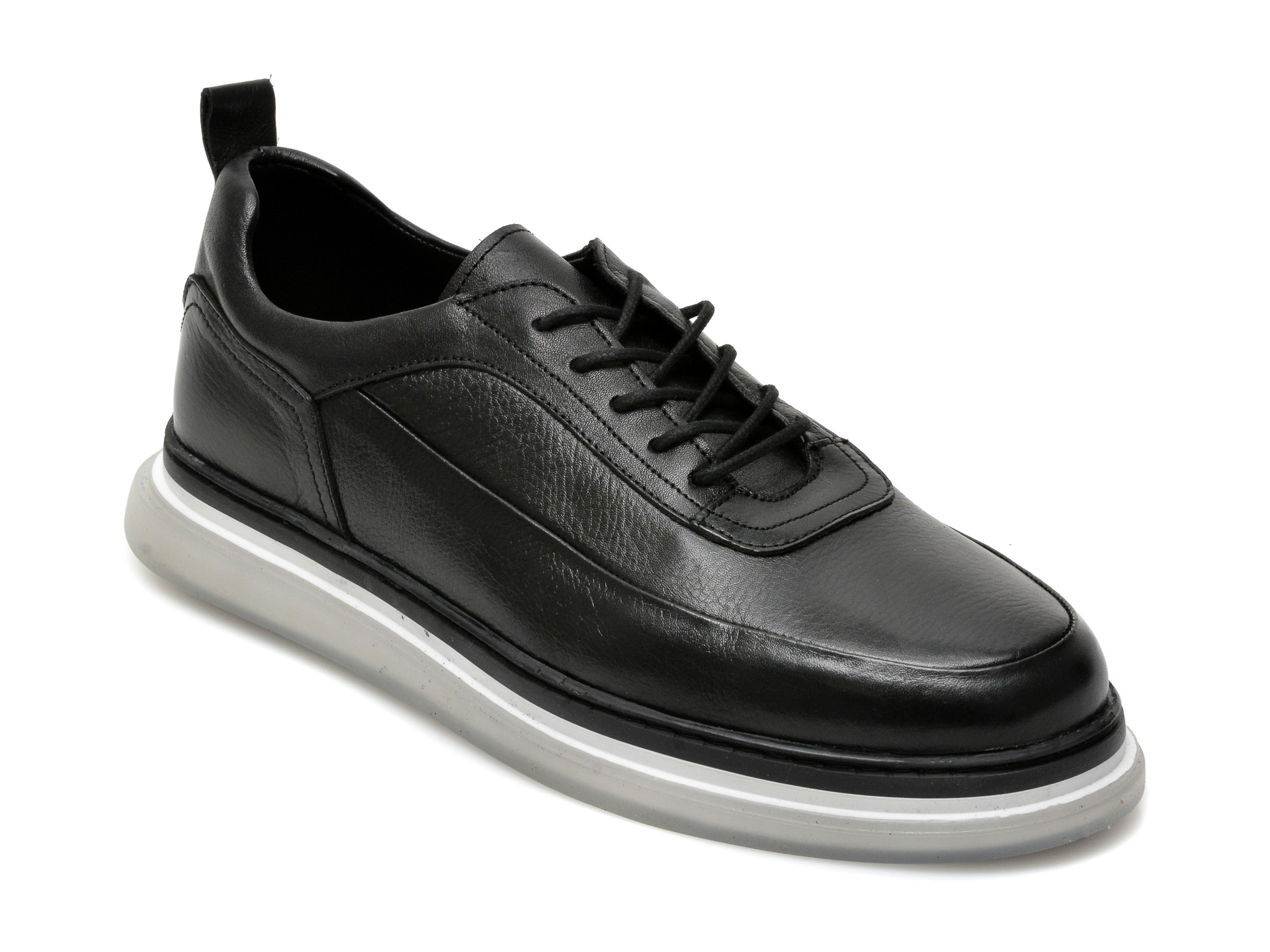 Pantofi OTTER negri, M6380, din piele naturala /barbati/pantofi