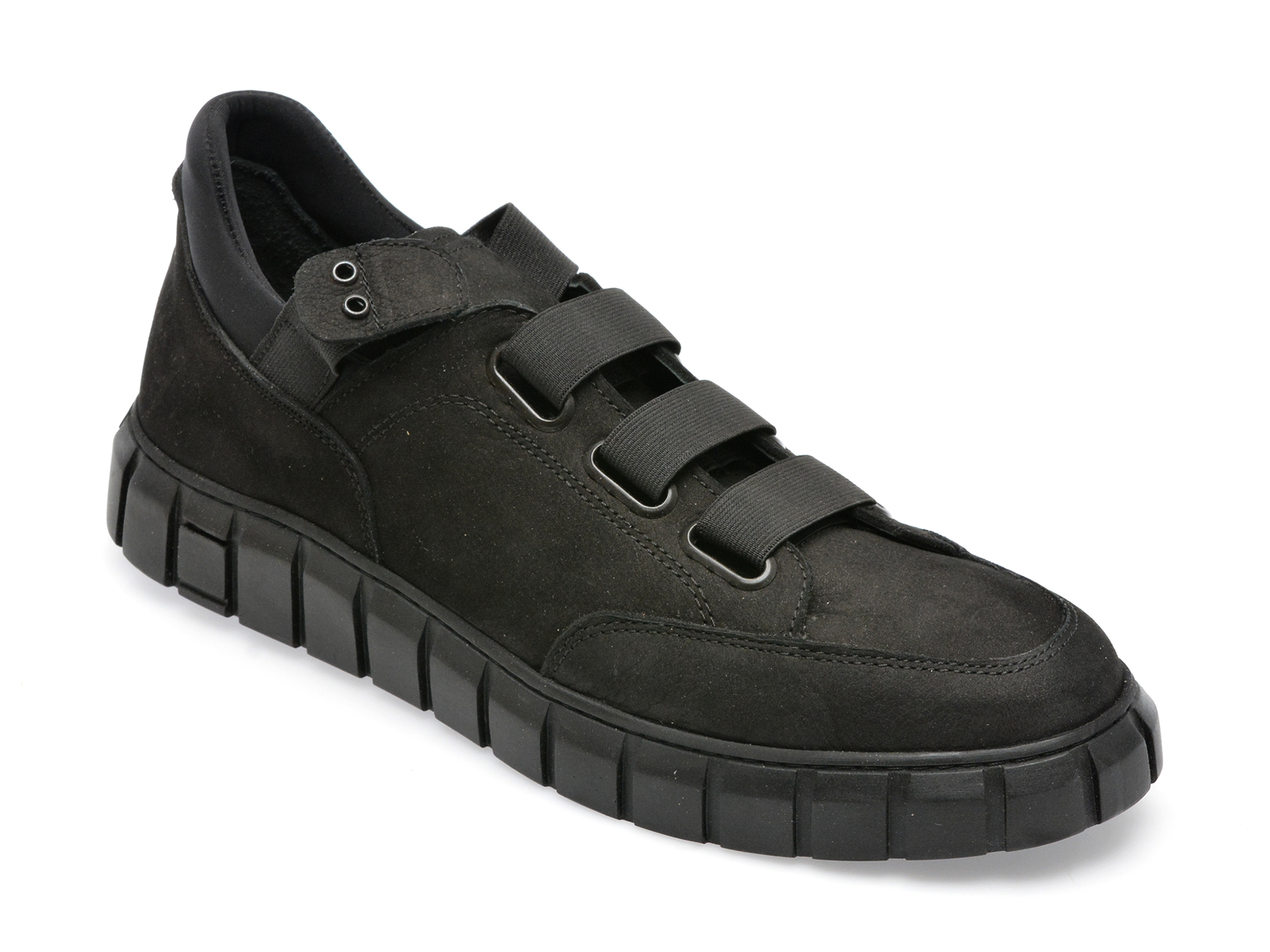 Pantofi OTTER negri, M63849, din nabuc /barbati/pantofi imagine noua