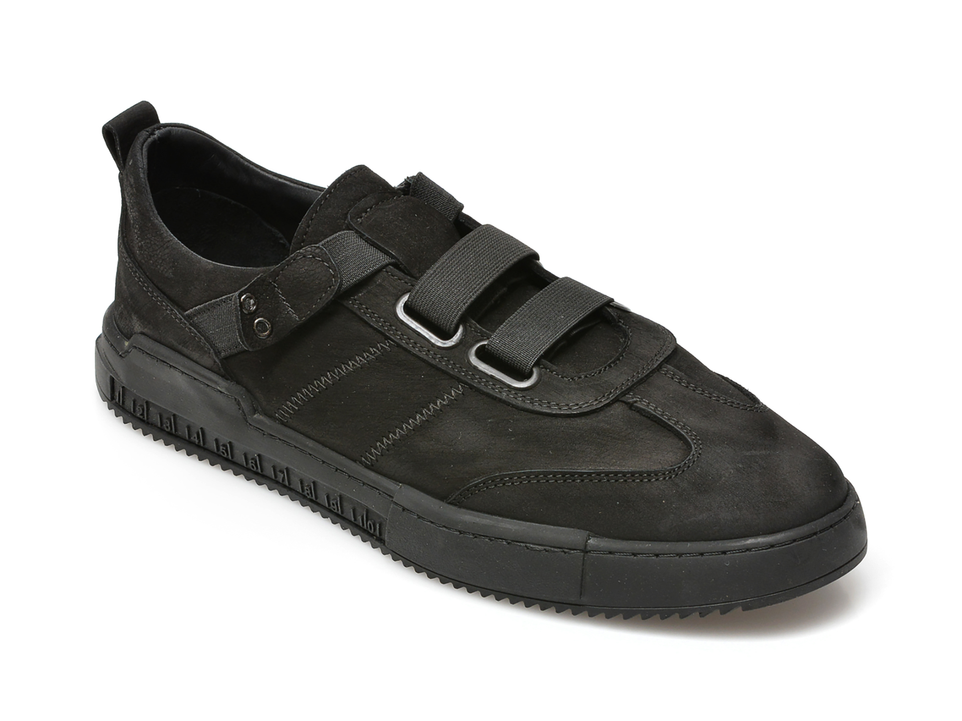 Pantofi OTTER negri, M6386, din nabuc /barbati/pantofi