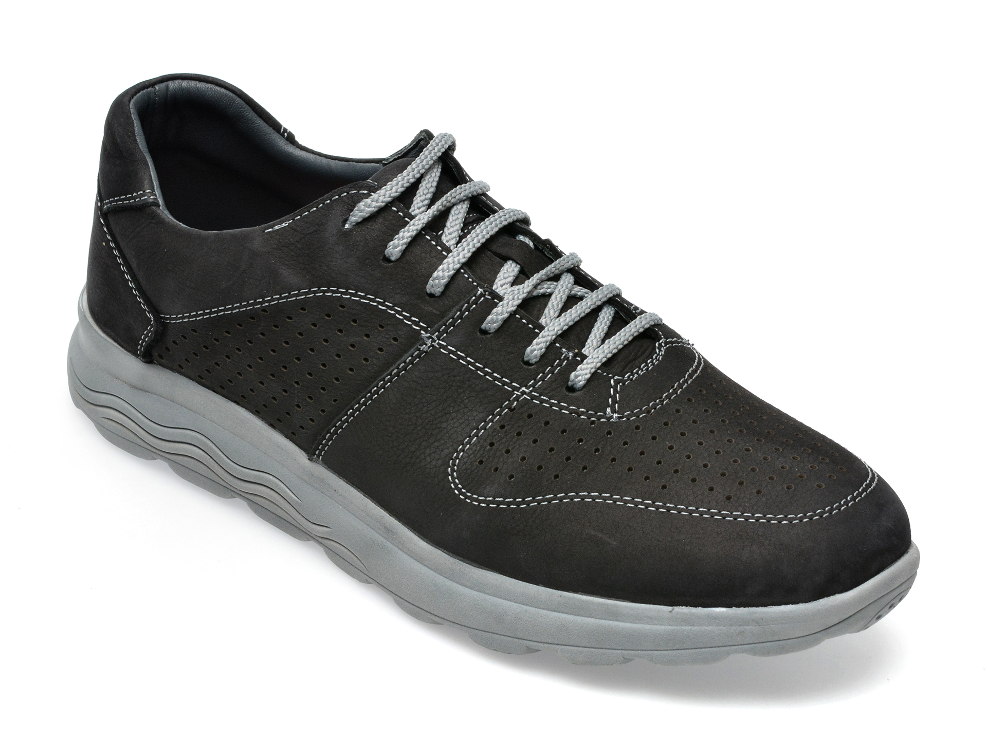 Pantofi OTTER negri, SF6031, din nabuc /barbati/pantofi imagine super redus 2022