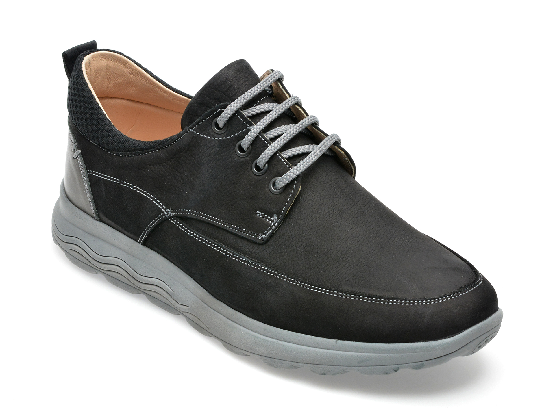 Pantofi OTTER negri, SF6032, din nabuc /barbati/pantofi