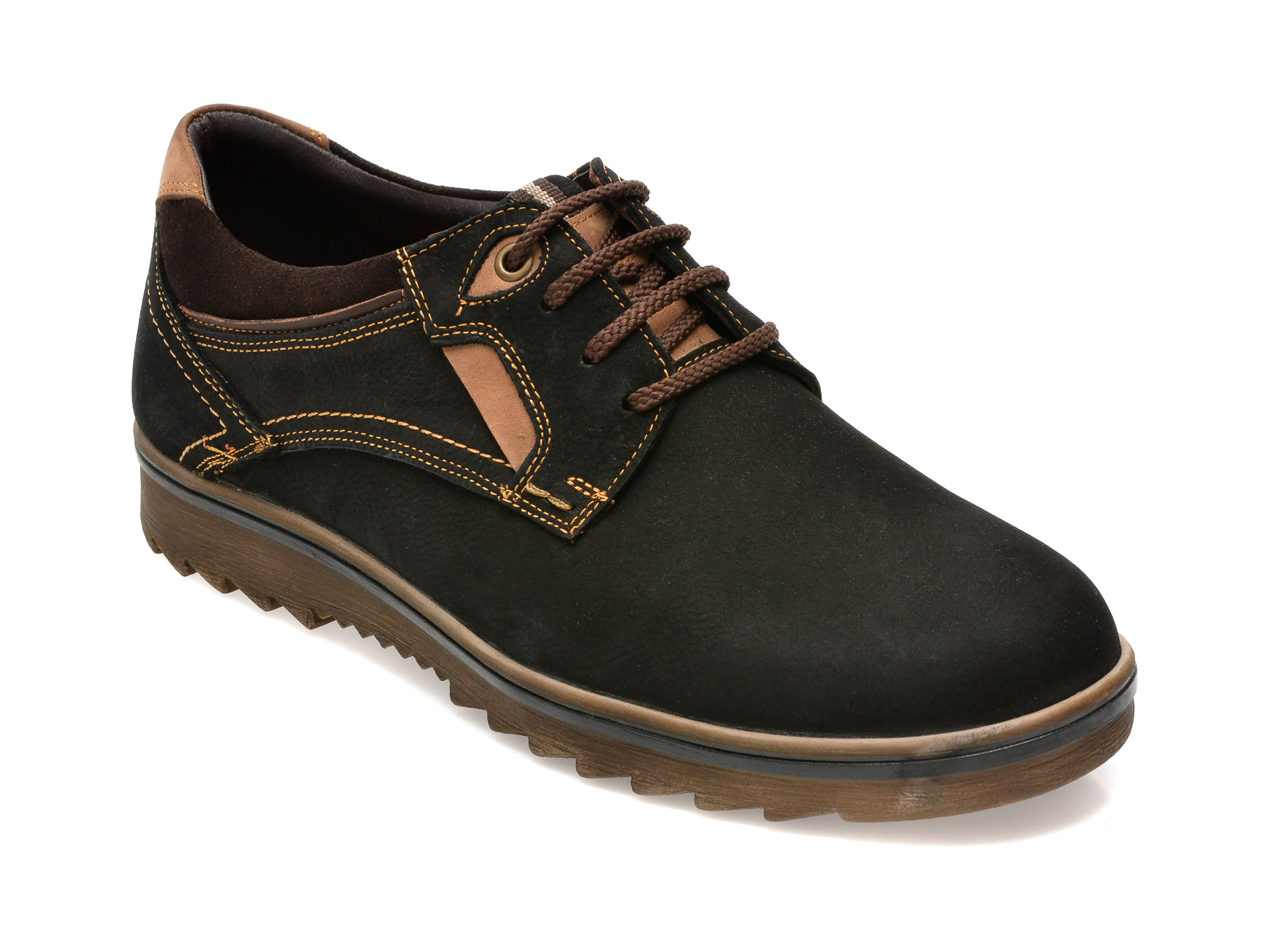 Pantofi OTTER negri, T4, din nabuc /barbati/pantofi imagine noua
