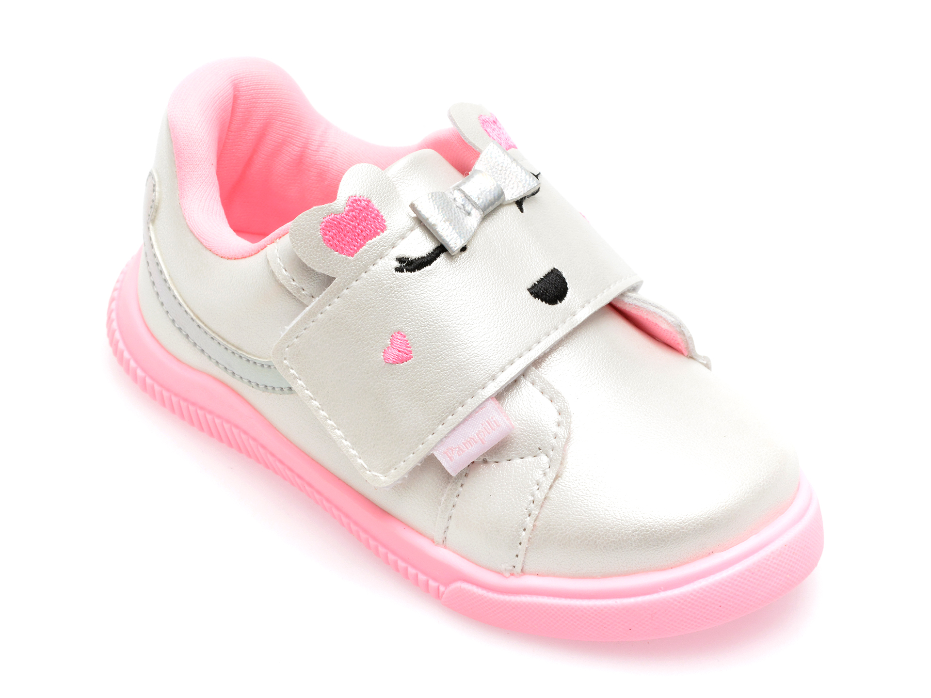 Pantofi PAMPILI albi, 699002, din piele ecologica /copii/incaltaminte