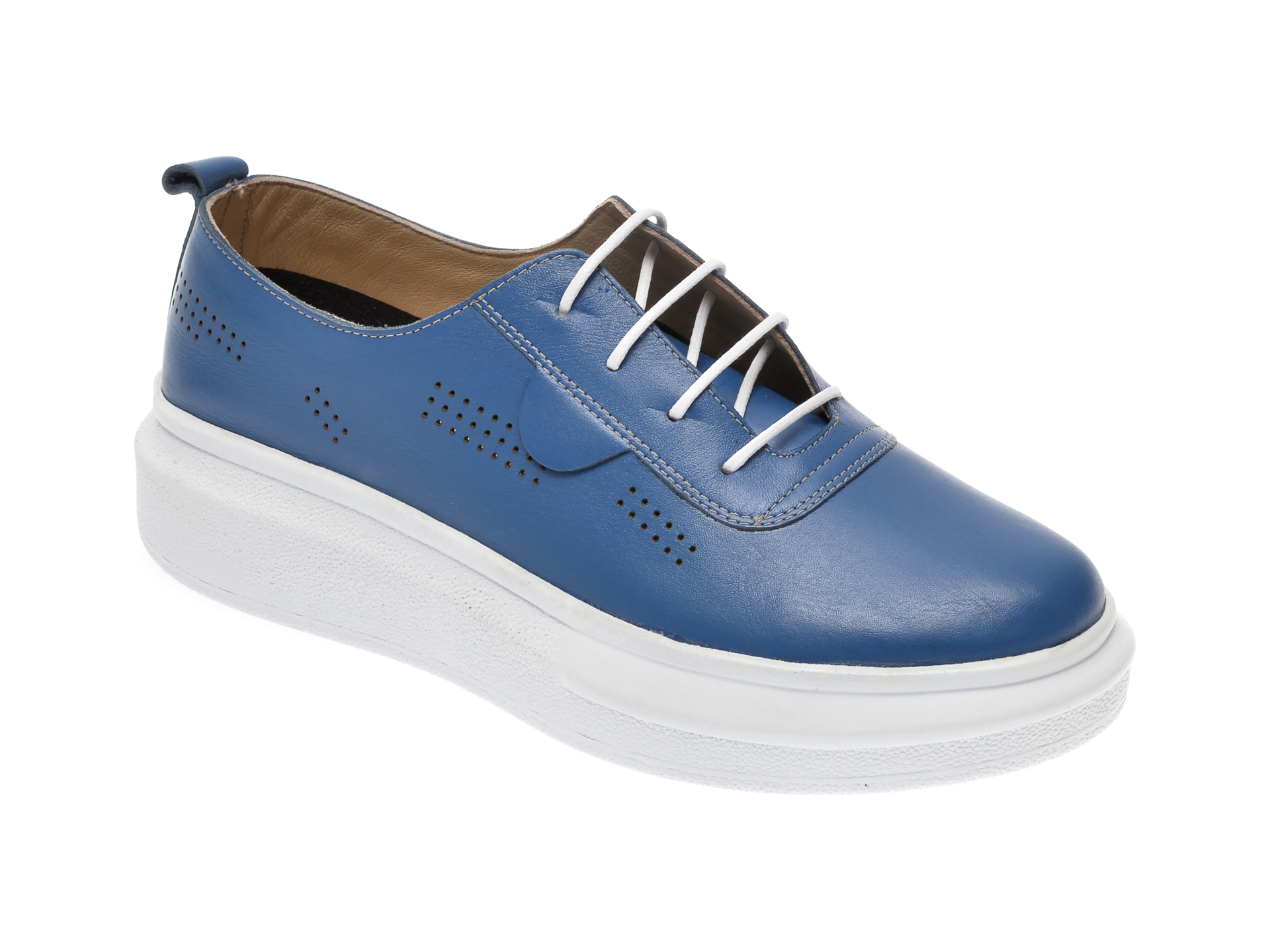 Pantofi PASS COLLECTION albastri, 92100, din piele naturala