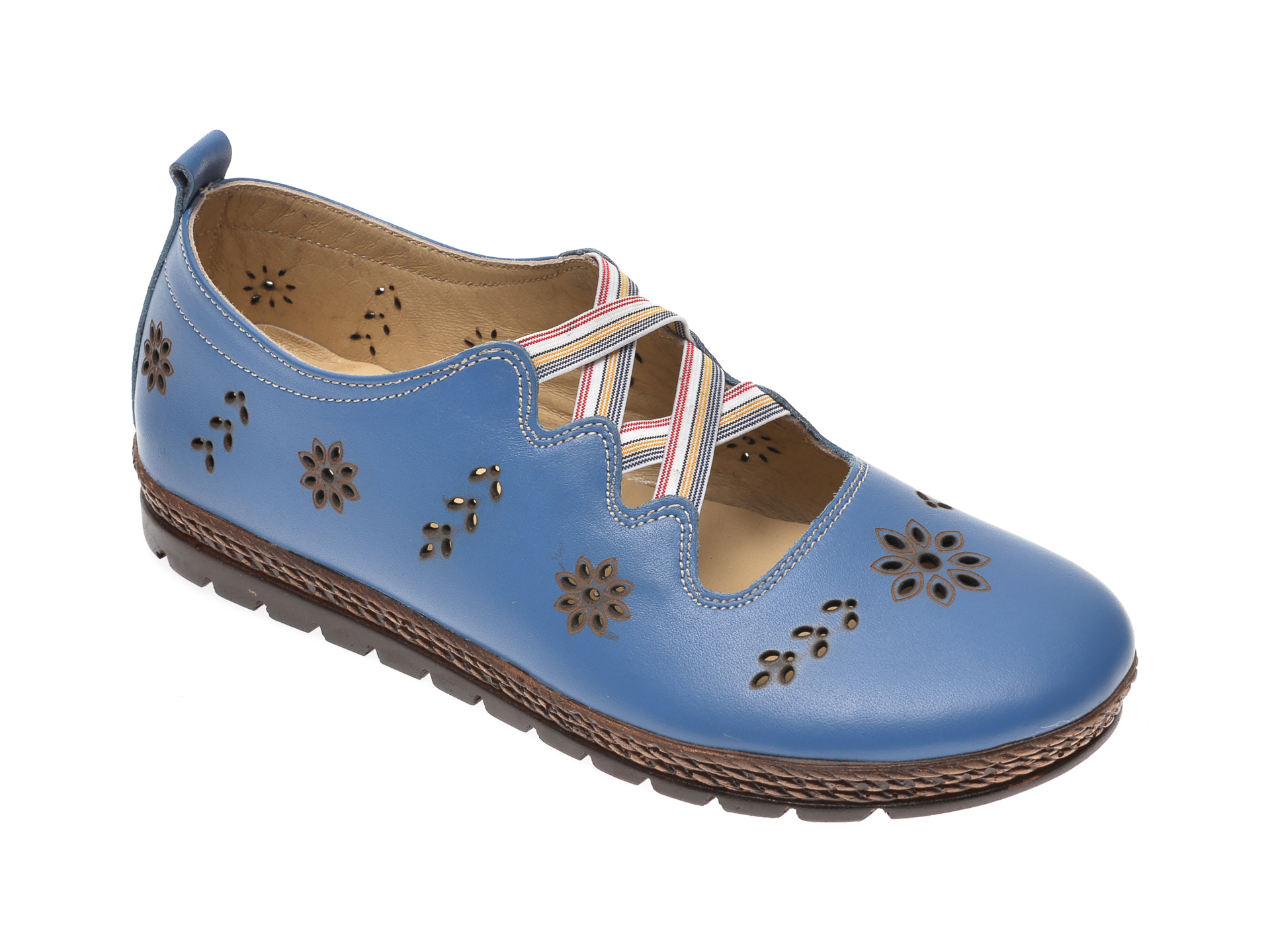 Pantofi PASS COLLECTION albastri, K92104, din piele naturala