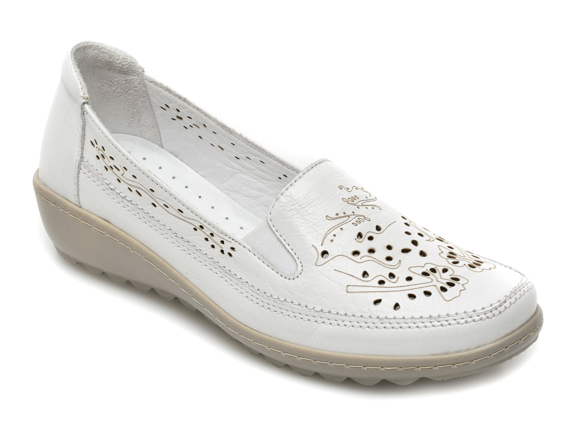 Pantofi PASS COLLECTION albi, 19715, din piele naturala imagine Black Friday 2021