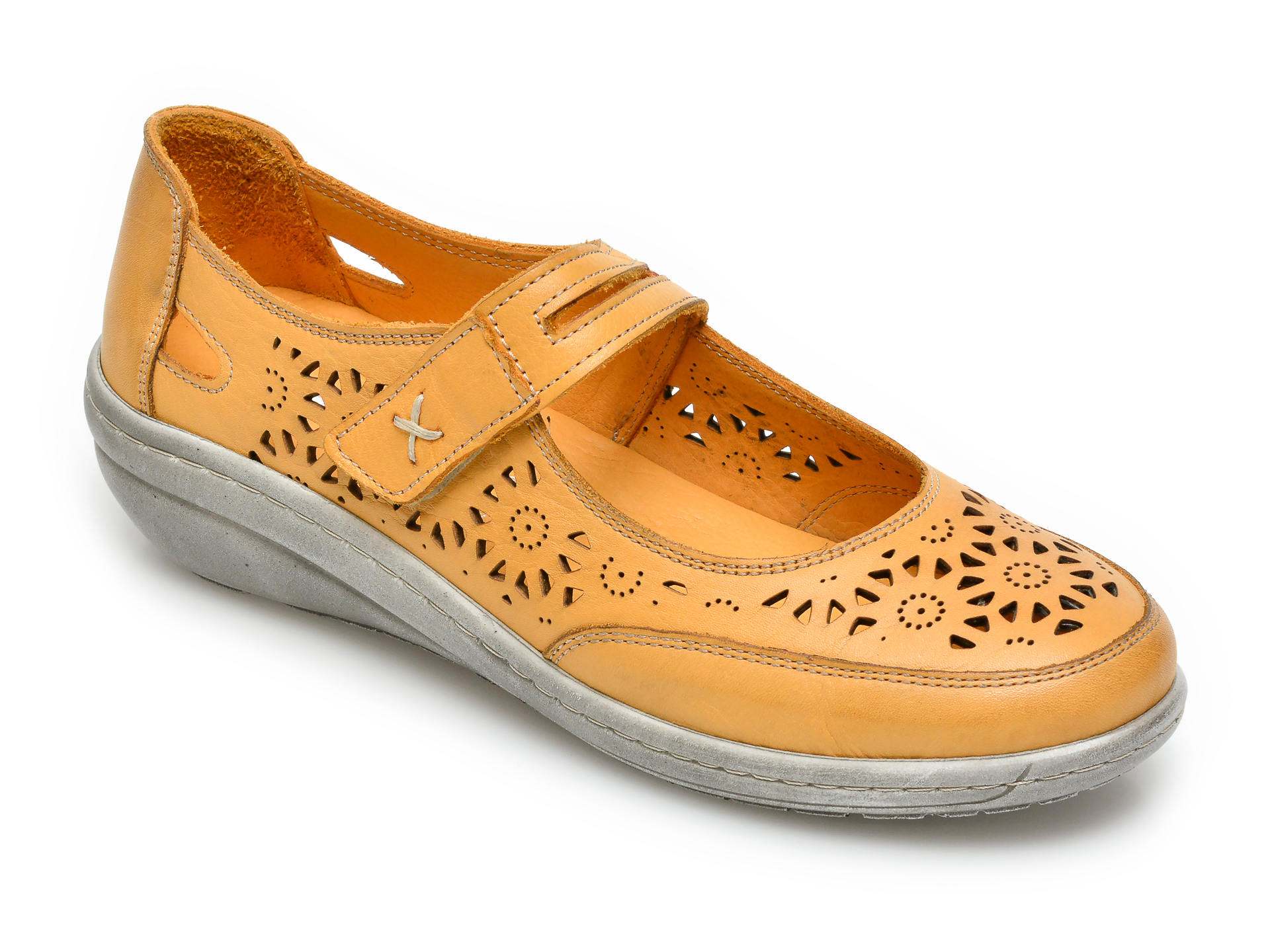 Pantofi PASS COLLECTION galbeni, 62050, din piele naturala otter.ro otter.ro