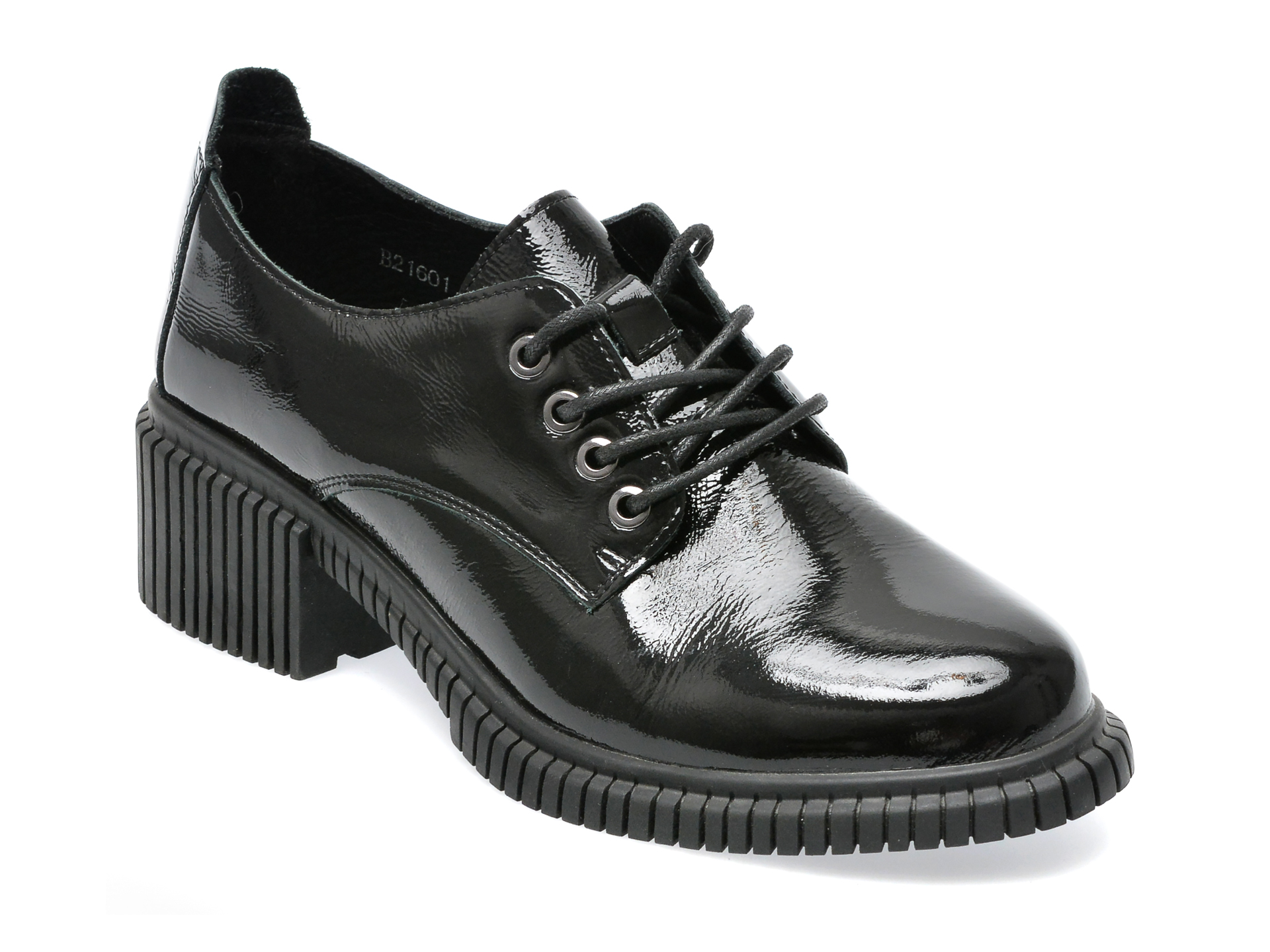 Pantofi PASS COLLECTION negri, B21601, din piele naturala lacuita /femei/pantofi