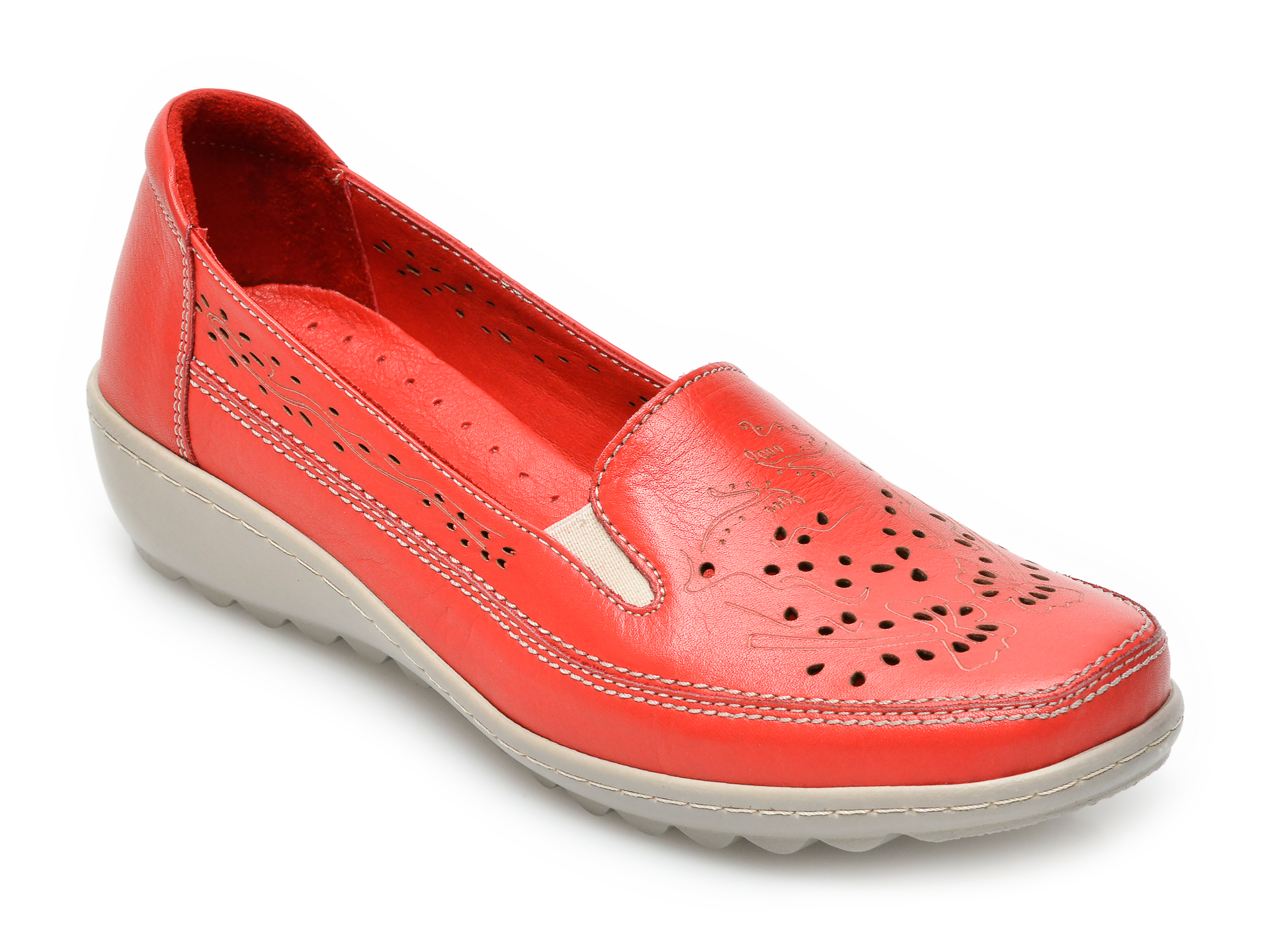 Pantofi PASS COLLECTION rosii, 19715, din piele naturala imagine Black Friday 2021